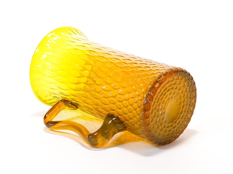 Vase, yellow orange, sodium glass, by M. Gołogórski, Poland, 1970s. - 362994