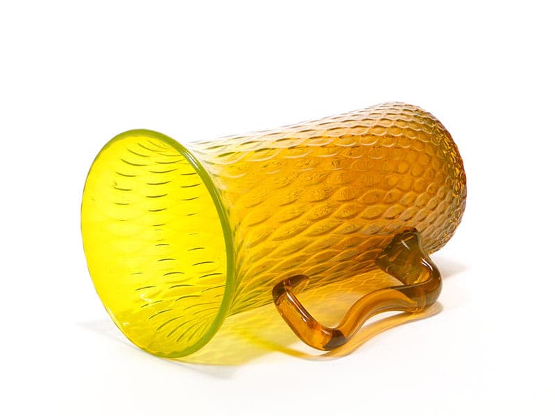Vase, yellow orange, sodium glass, by M. Gołogórski, Poland, 1970s. - 362995