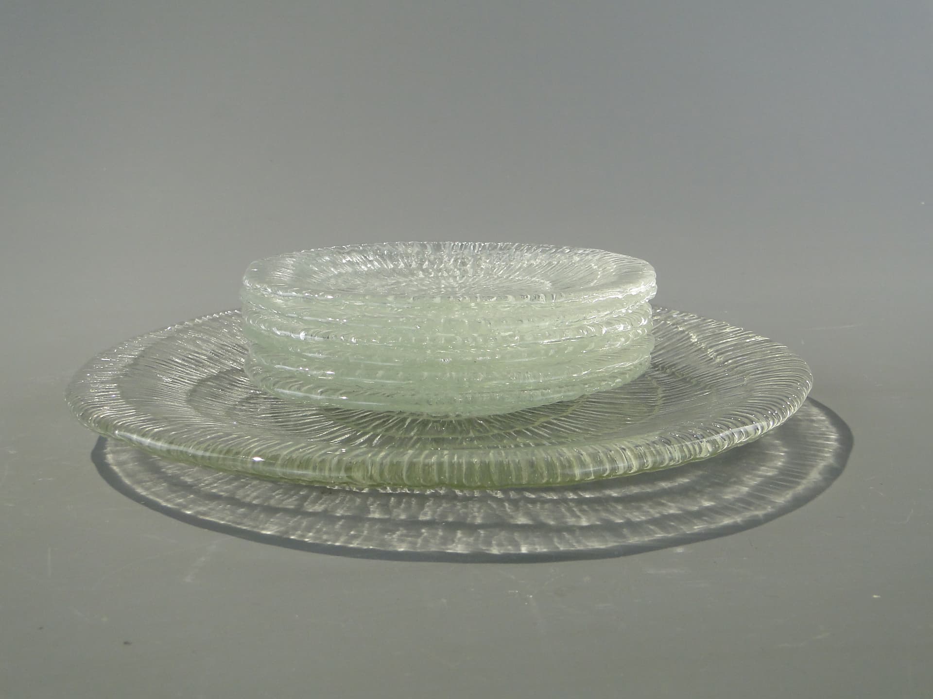 Cake Serving Set Skamielina, clear glass, by E. Trzewik-Drost, Ząbkowice, Poland, 1970s. - 363075