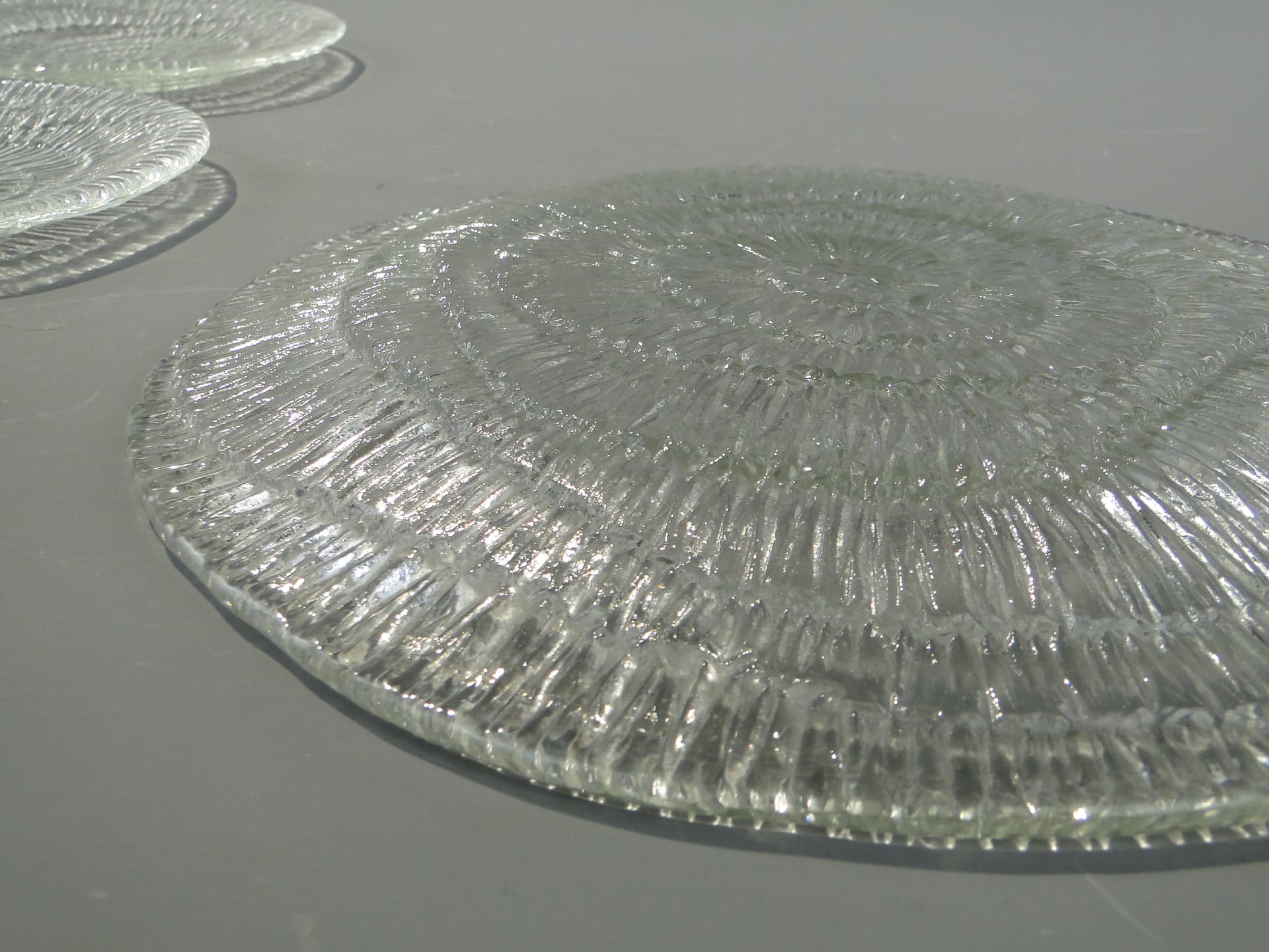 Cake Serving Set Skamielina, clear glass, by E. Trzewik-Drost, Ząbkowice, Poland, 1970s. - 363069