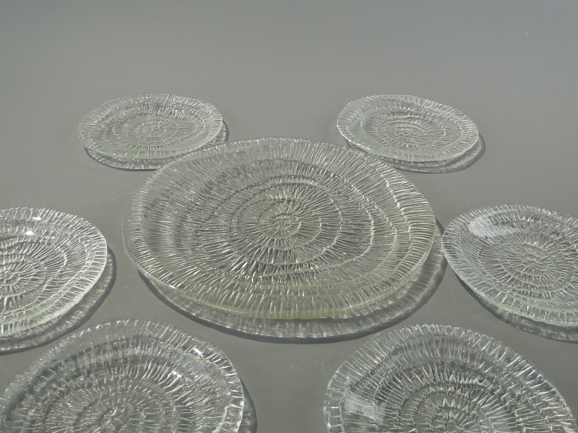 Cake Serving Set Skamielina, clear glass, by E. Trzewik-Drost, Ząbkowice, Poland, 1970s. - 363067