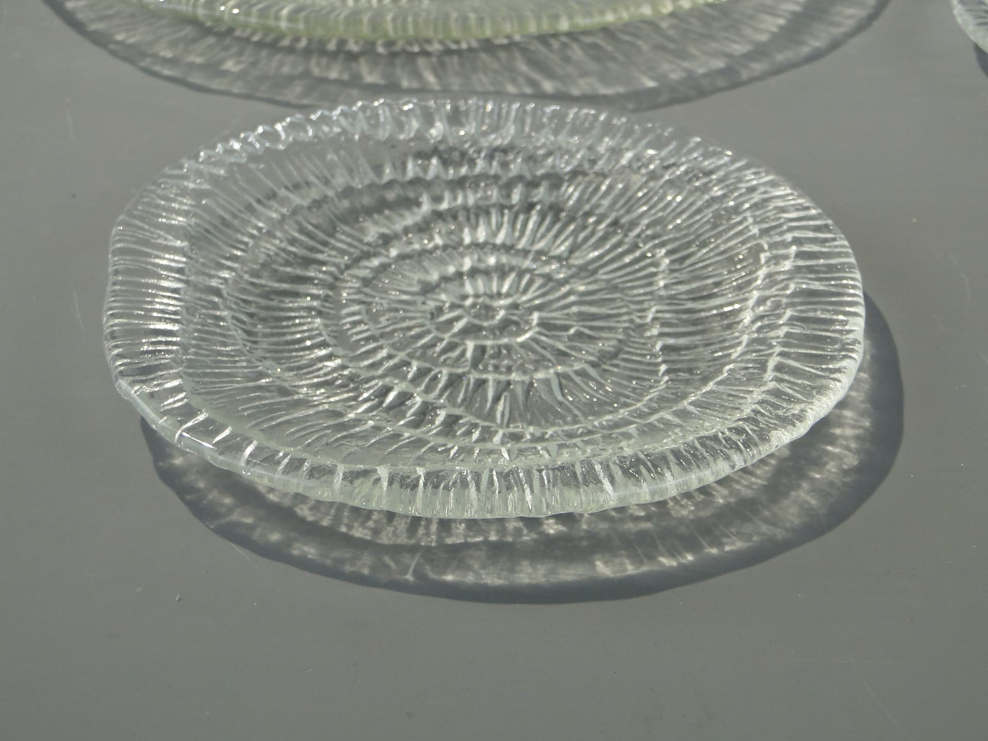 Cake Serving Set Skamielina, clear glass, by E. Trzewik-Drost, Ząbkowice, Poland, 1970s. - 363071