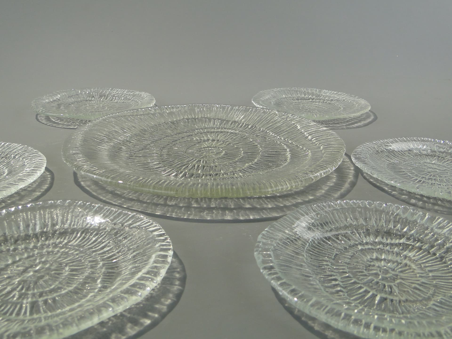 Cake Serving Set Skamielina, clear glass, by E. Trzewik-Drost, Ząbkowice, Poland, 1970s. - 363065