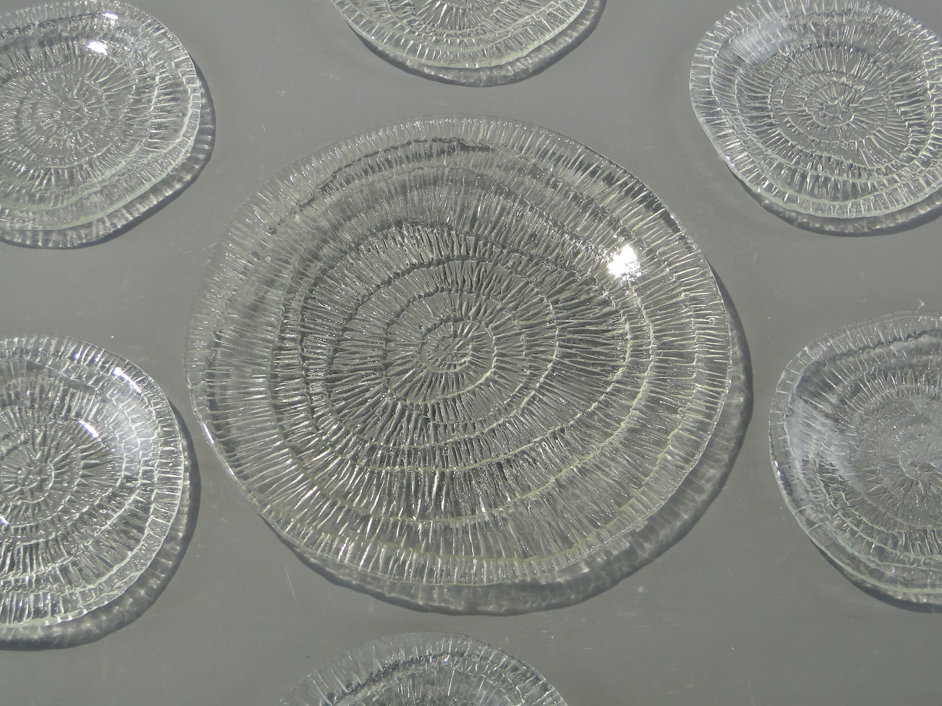 Cake Serving Set Skamielina, clear glass, by E. Trzewik-Drost, Ząbkowice, Poland, 1970s. - 363063