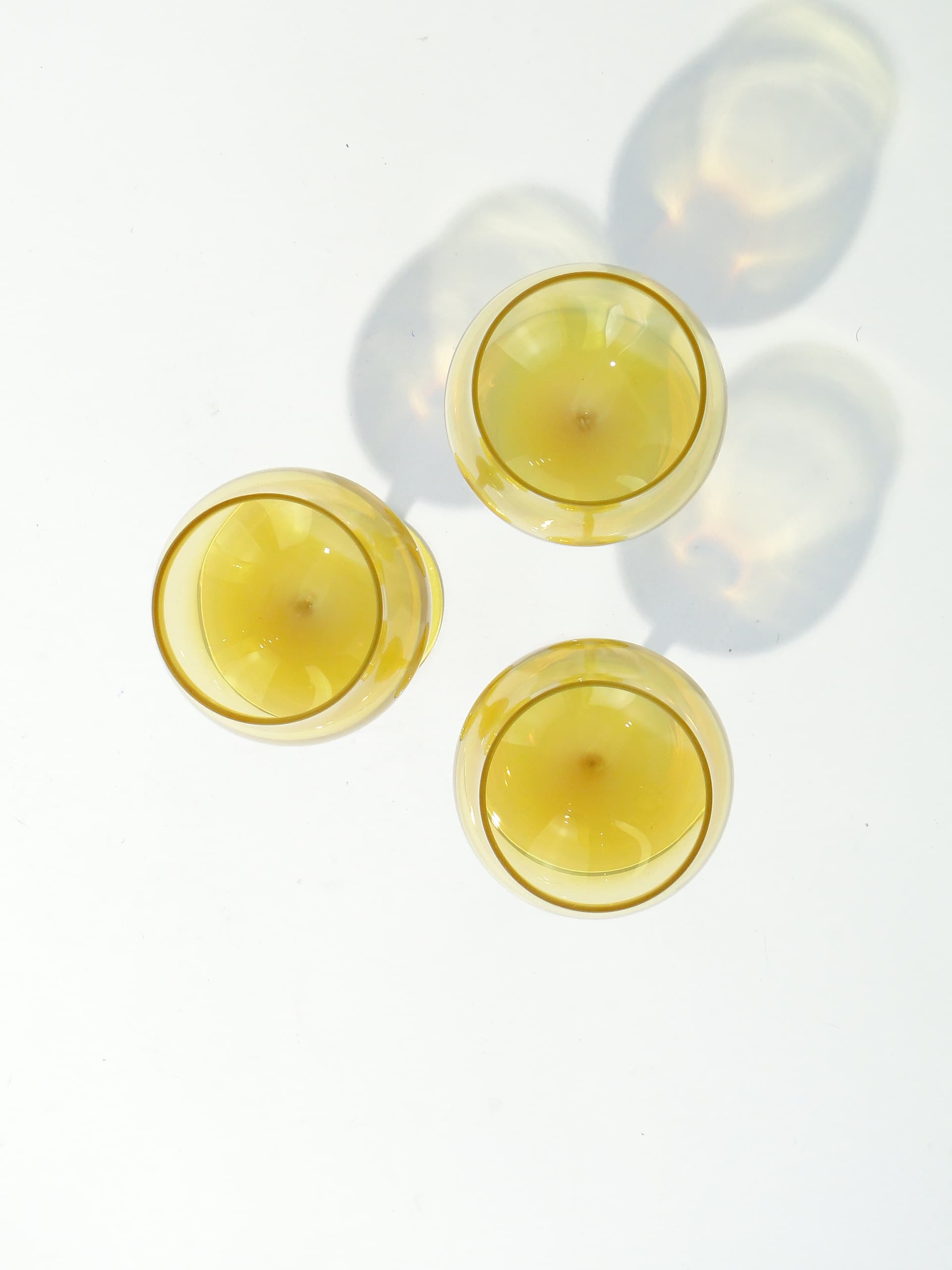 Set of Three Goblets Lotos, yellow white, glass, by Z. Horbowy, Poland, 1970s. - 363113