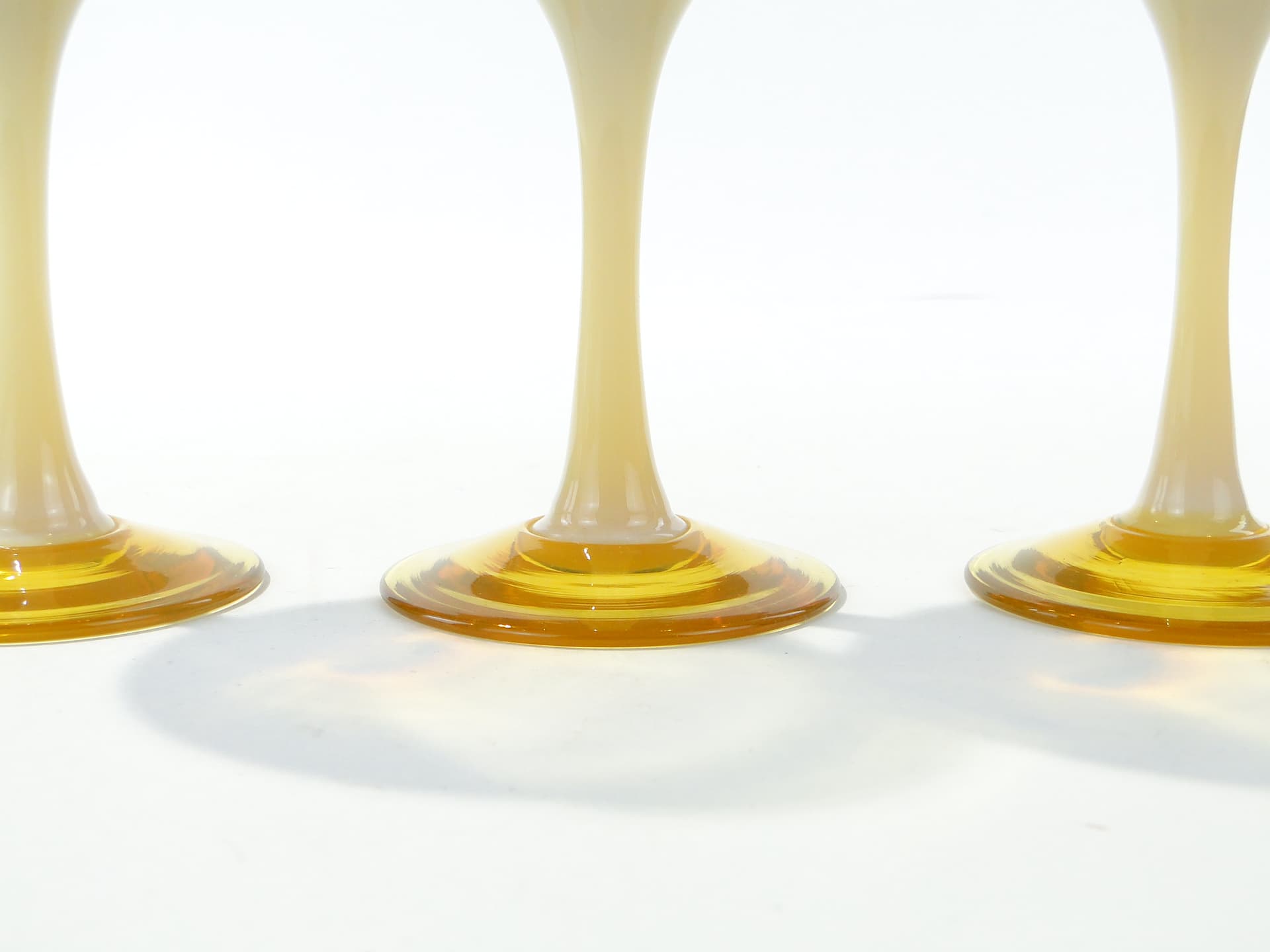 Set of Three Goblets Lotos, yellow white, glass, by Z. Horbowy, Poland, 1970s. - 363114