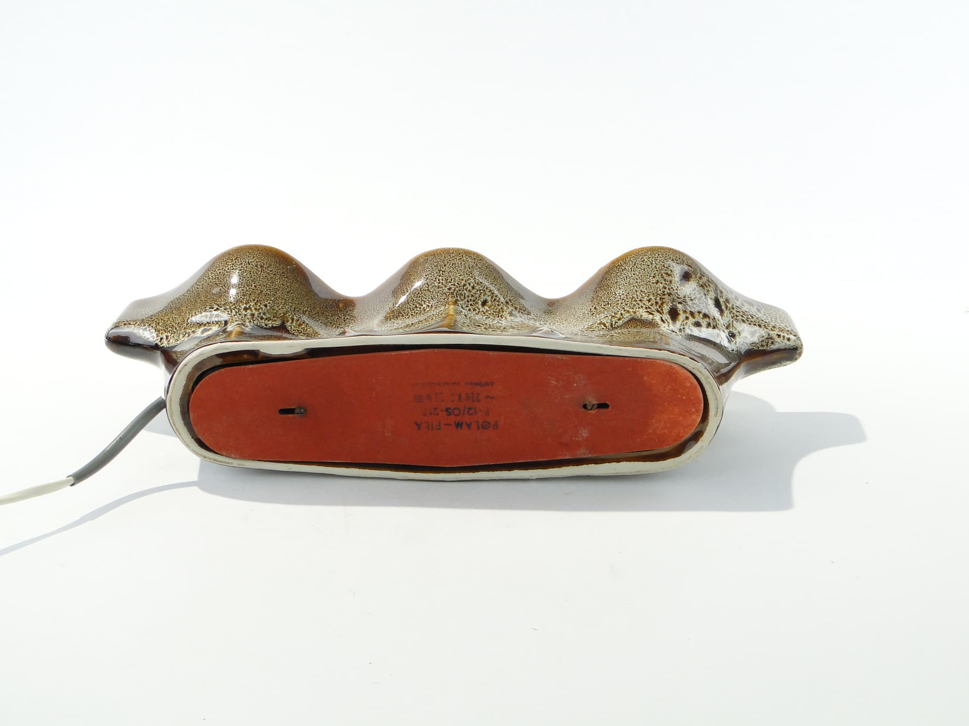 Lampa stołowa i kinkiet, ceramika brązowy, proj. A. Sadulski, Polam, Polska, lata 70. - 363147