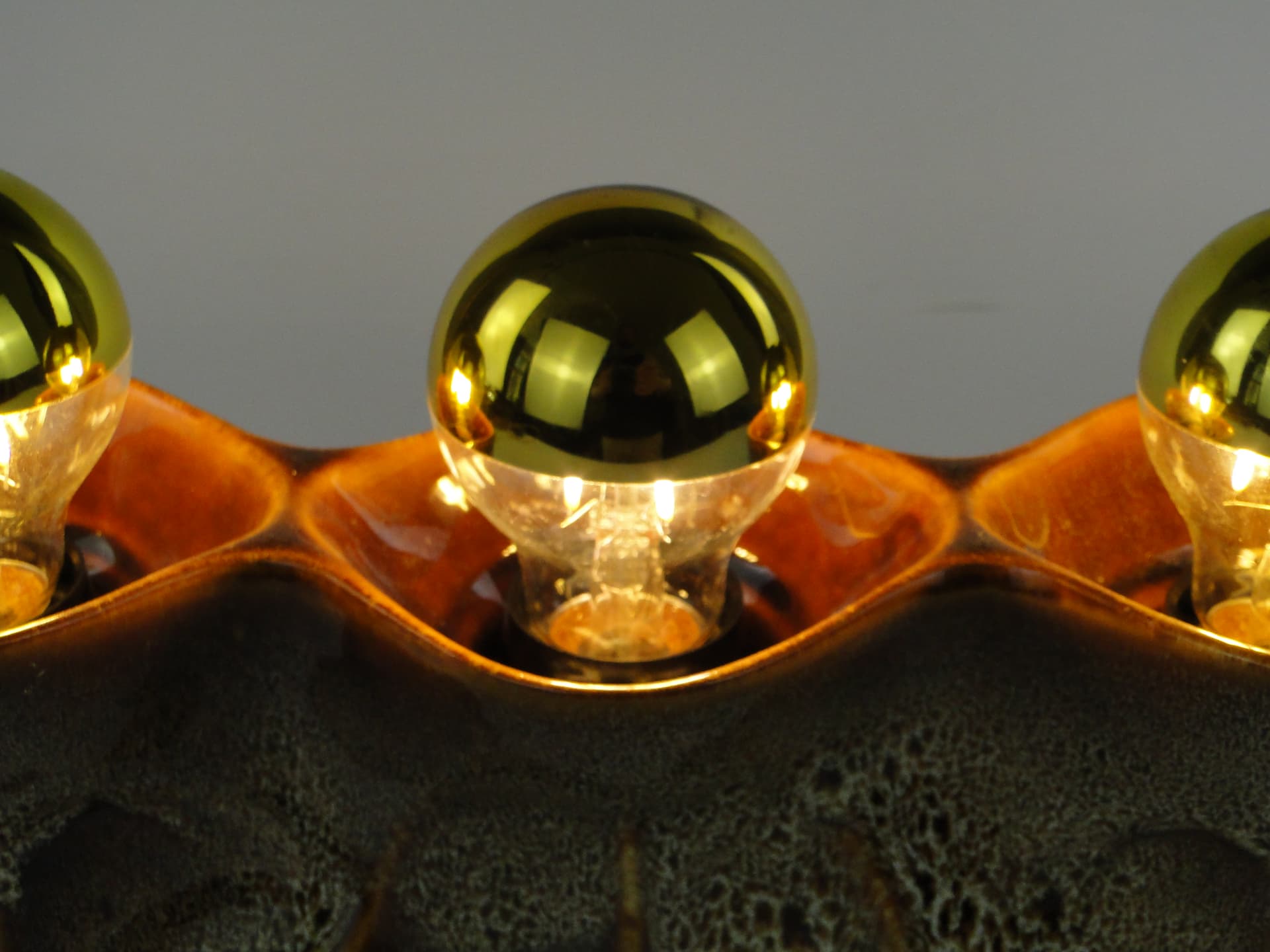 Lampa stołowa i kinkiet, ceramika brązowy, proj. A. Sadulski, Polam, Polska, lata 70. - 363155