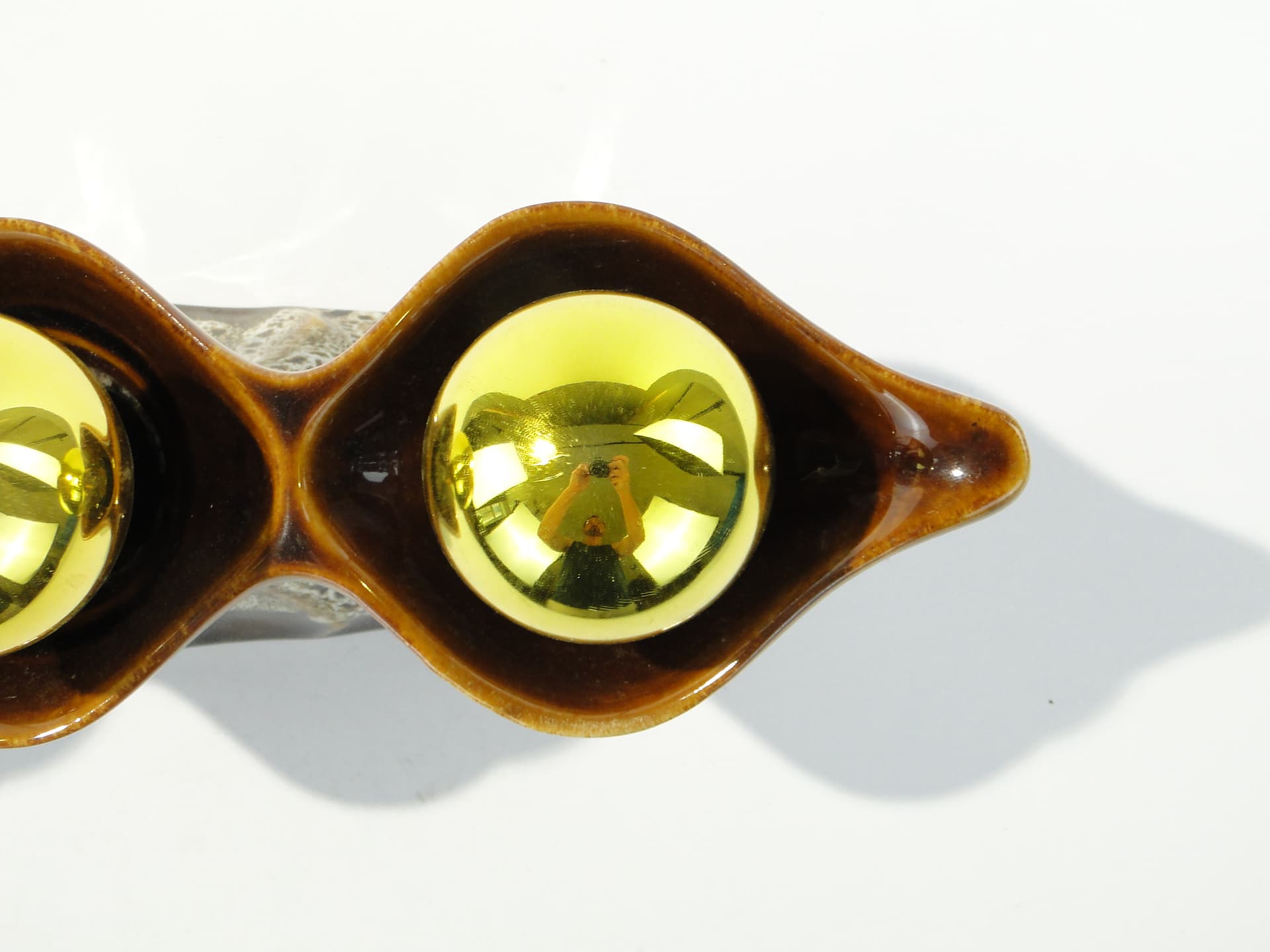 Lampa stołowa i kinkiet, ceramika brązowy, proj. A. Sadulski, Polam, Polska, lata 70. - 363151