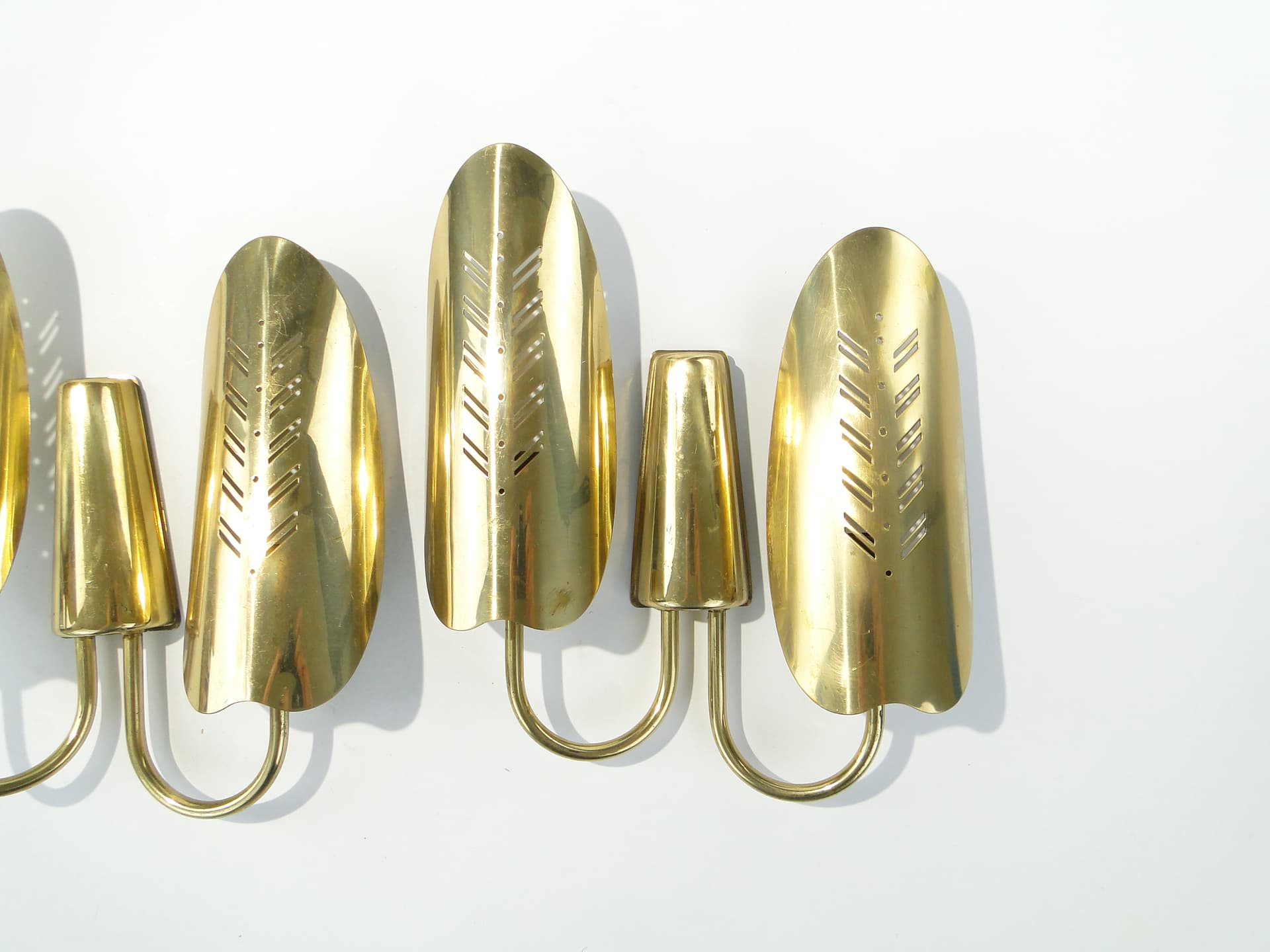 Pair of wall sconces, gold, brass, Belgium, 1950s - 363173