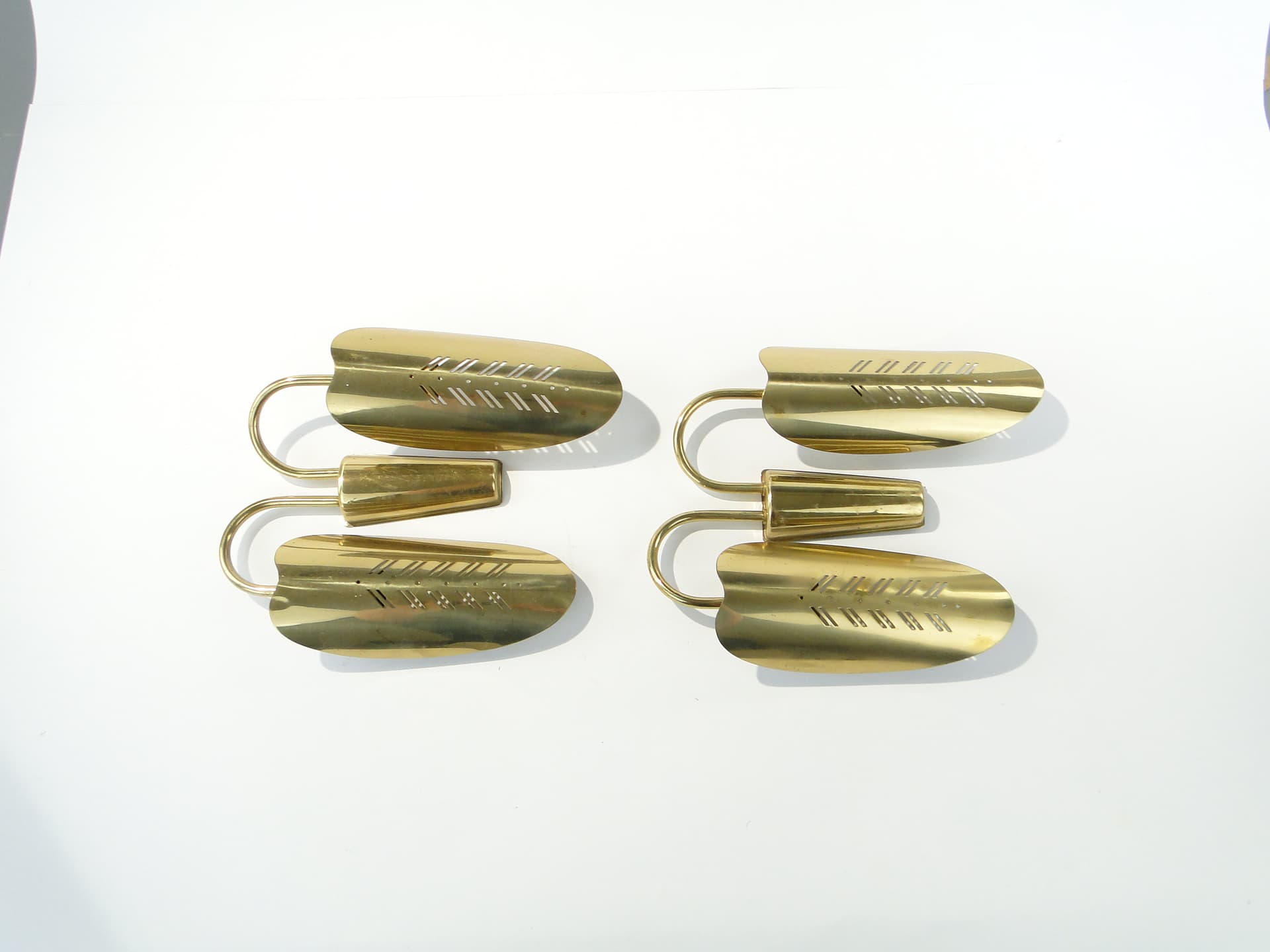 Pair of wall sconces, gold, brass, Belgium, 1950s - 363171