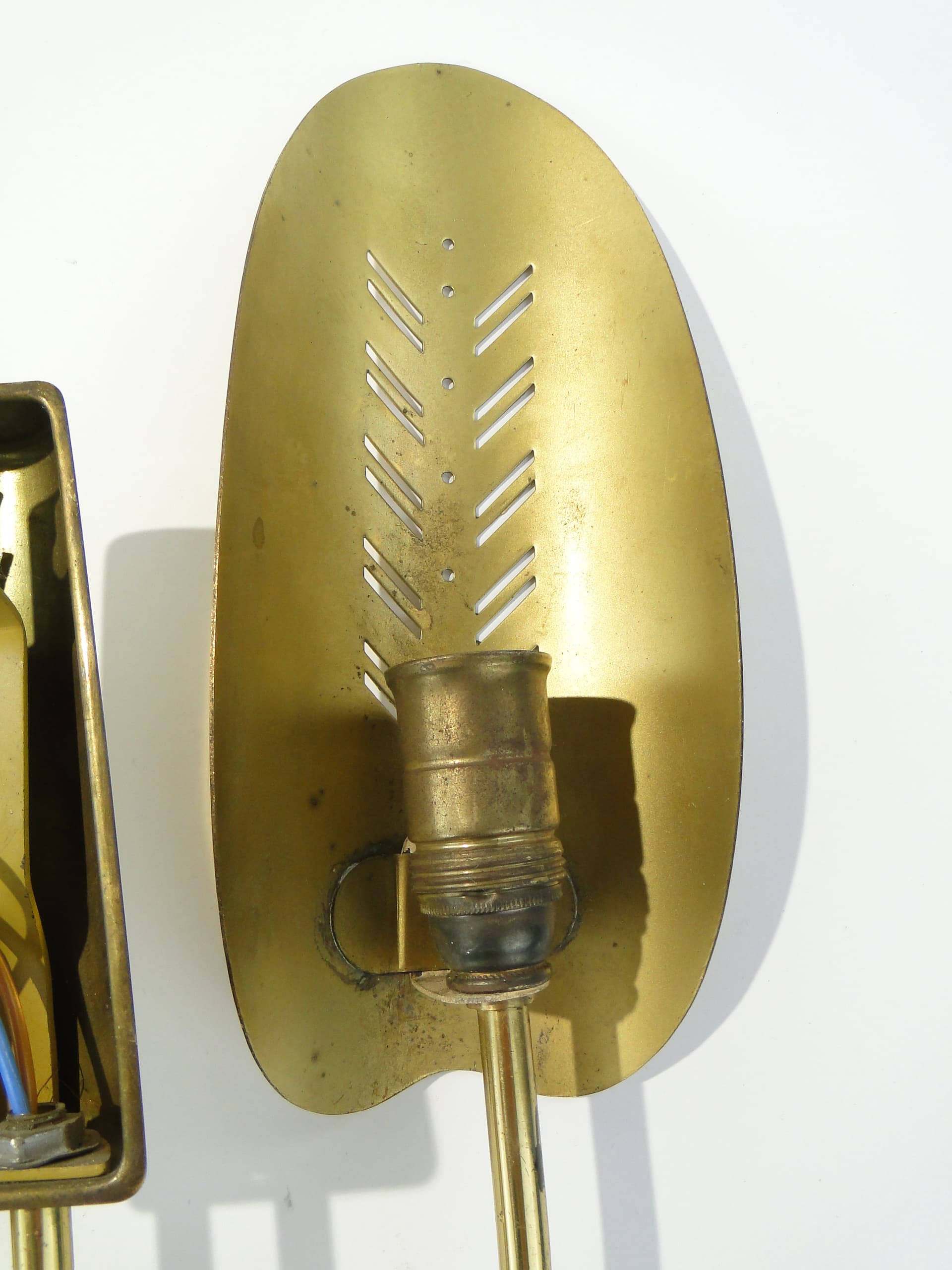 Pair of wall sconces, gold, brass, Belgium, 1950s - 363168