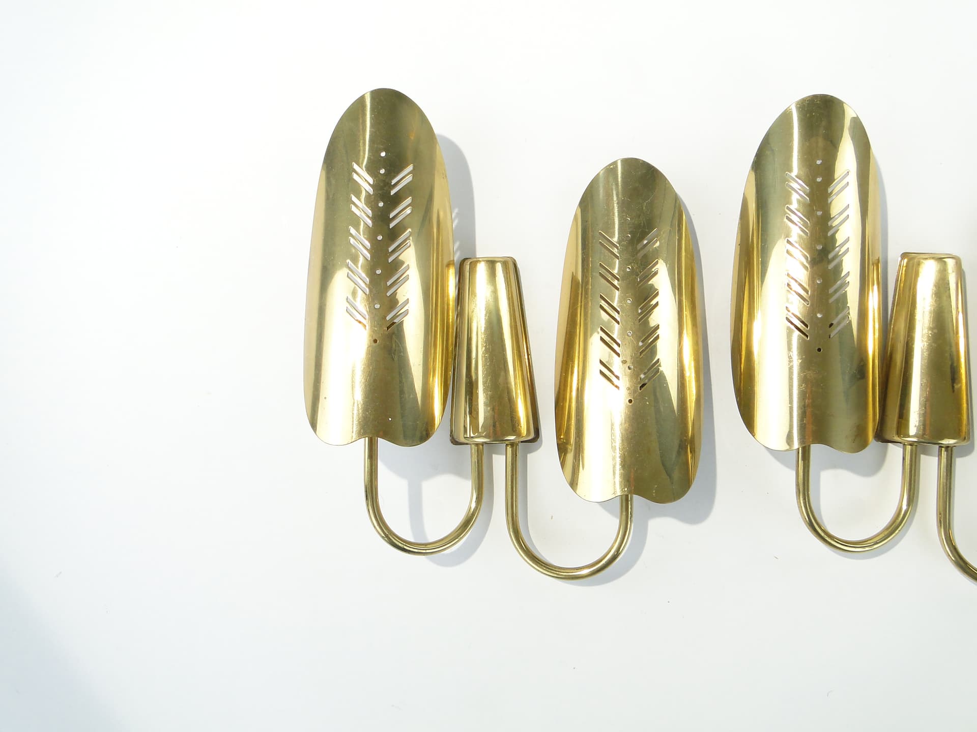 Pair of wall sconces, gold, brass, Belgium, 1950s - 363172