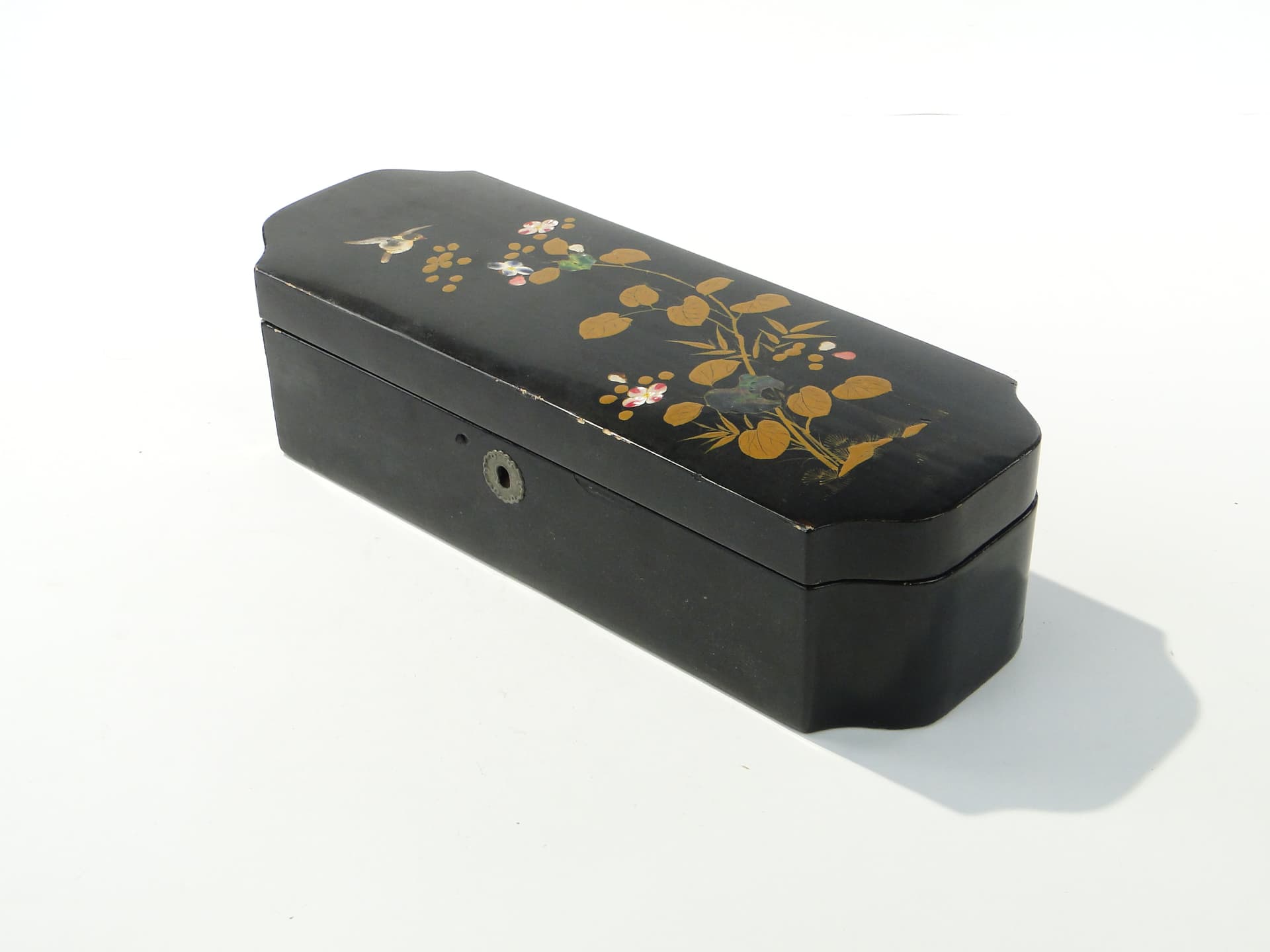 Pudełko lakowe Meiji, czarny, drewno, Japonia, początek XX w. - 363174