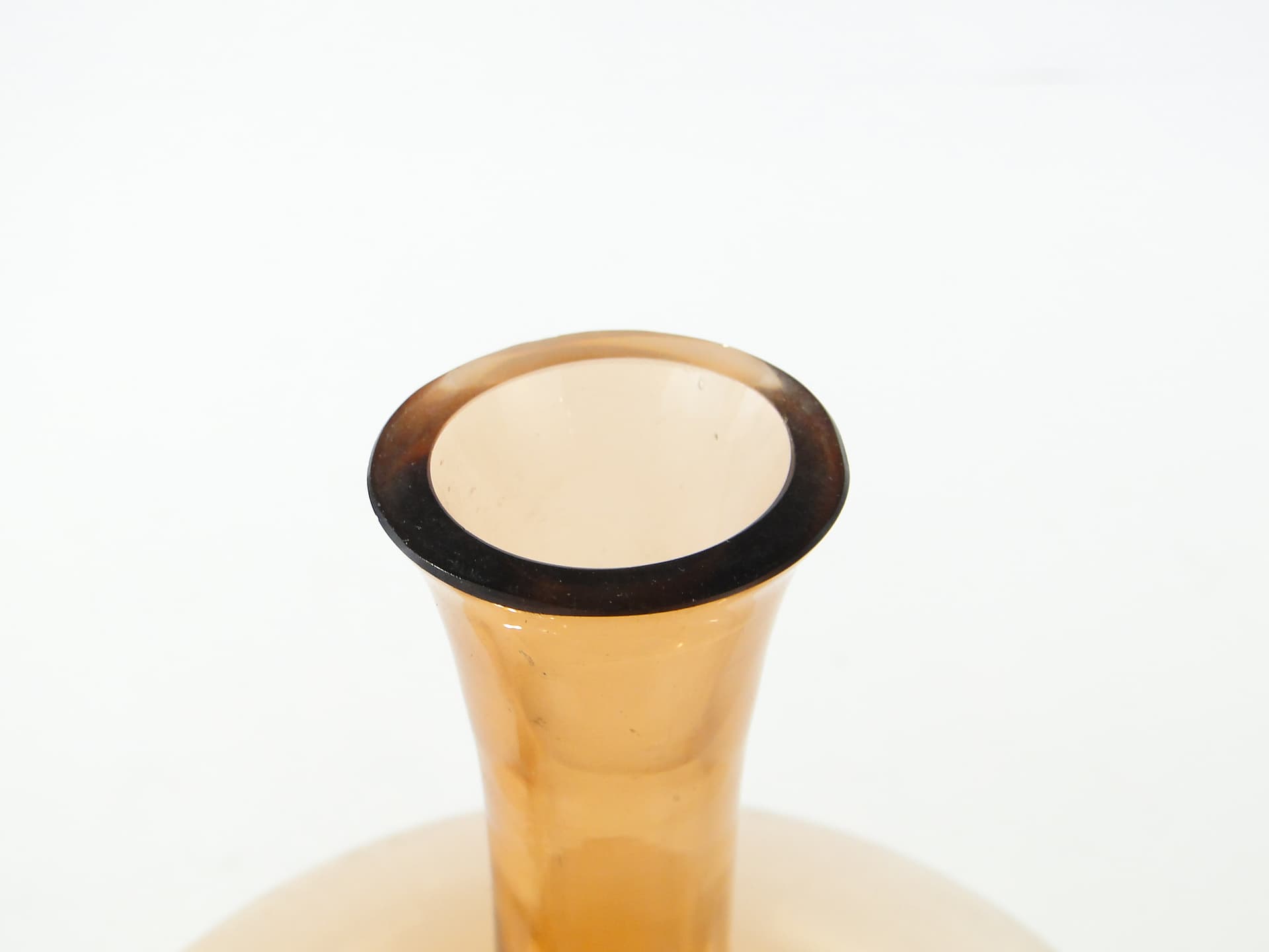Decanter Art Deco, orange black glass, Hortensja, Poland, 1930s - 363205