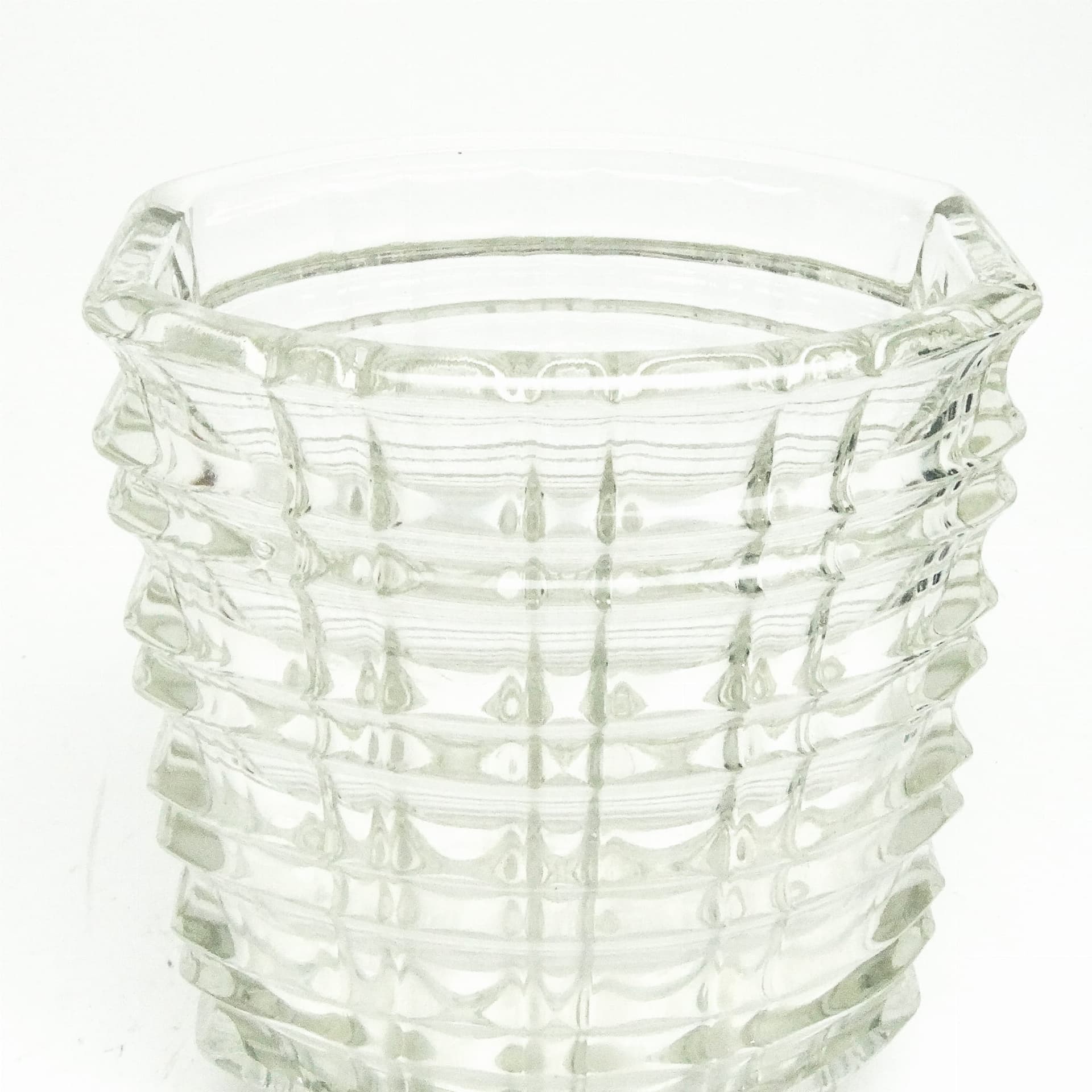 Optical vase, clear soda glass, by J. Drost, Ząbkowice, Poland, 1960s. - 363210