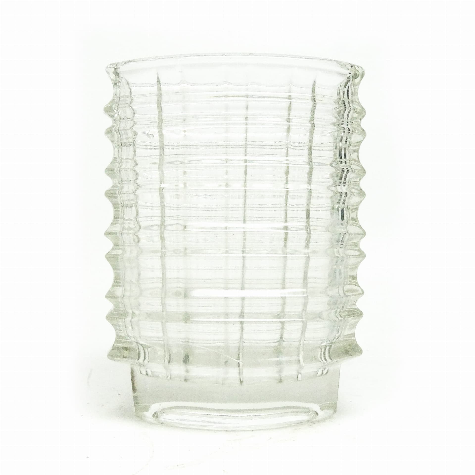 Optical vase, clear soda glass, by J. Drost, Ząbkowice, Poland, 1960s.