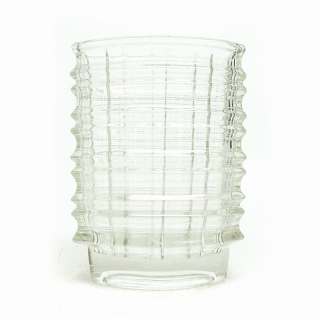 Optical vase, clear soda glass, by J. Drost, Ząbkowice, Poland, 1960s. - DIMENSION