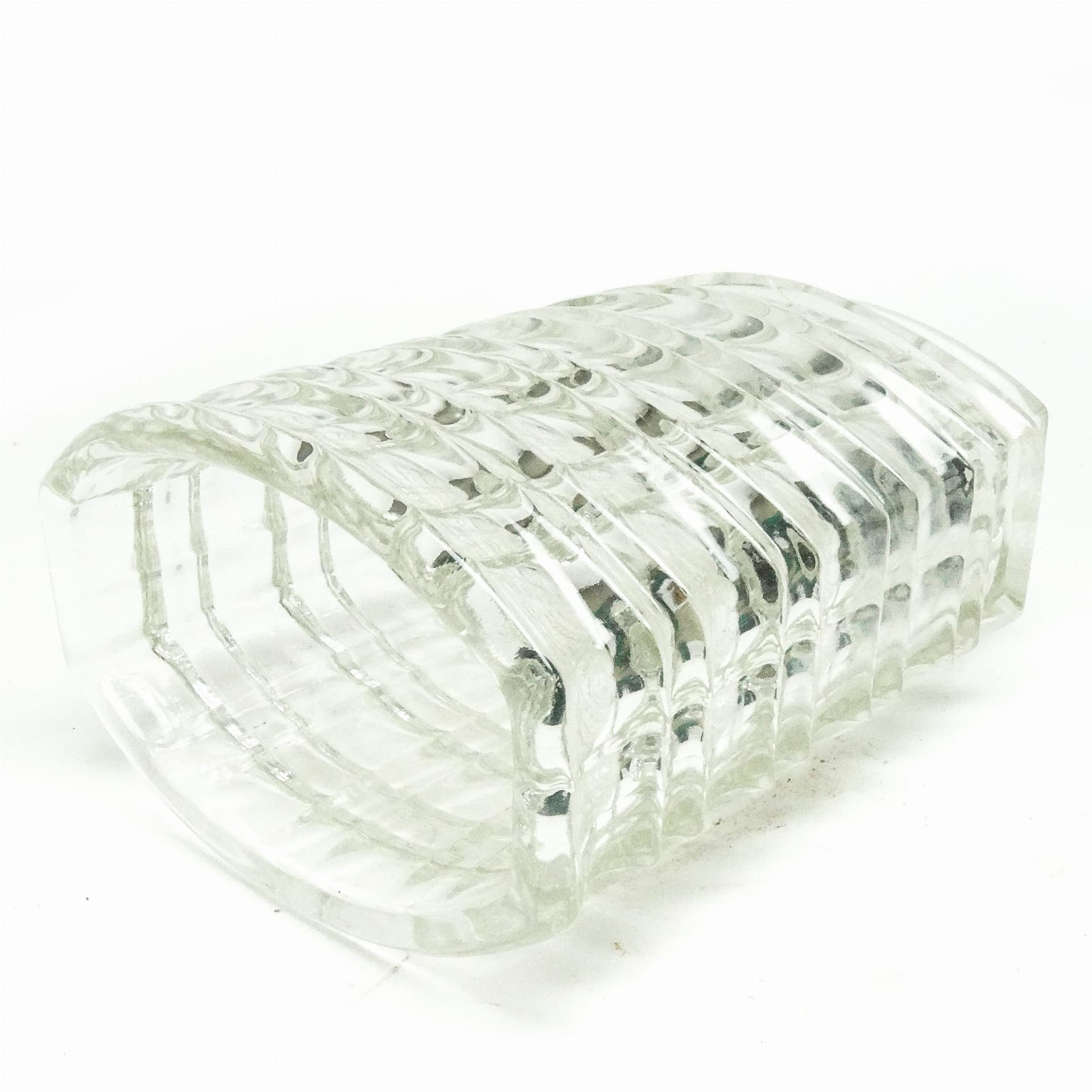 Optical vase, clear soda glass, by J. Drost, Ząbkowice, Poland, 1960s. - 363213