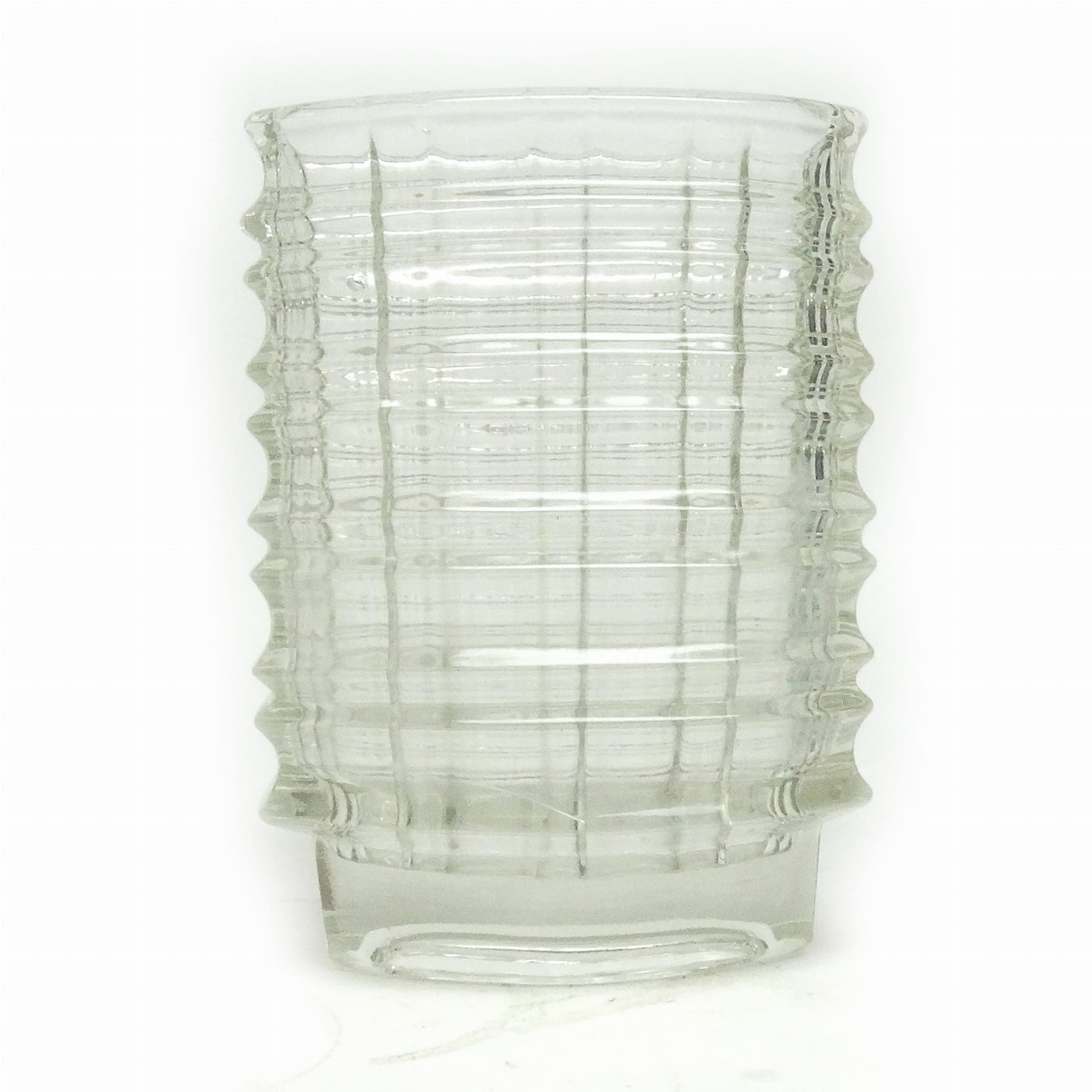 Optical vase, clear soda glass, by J. Drost, Ząbkowice, Poland, 1960s. - 363217