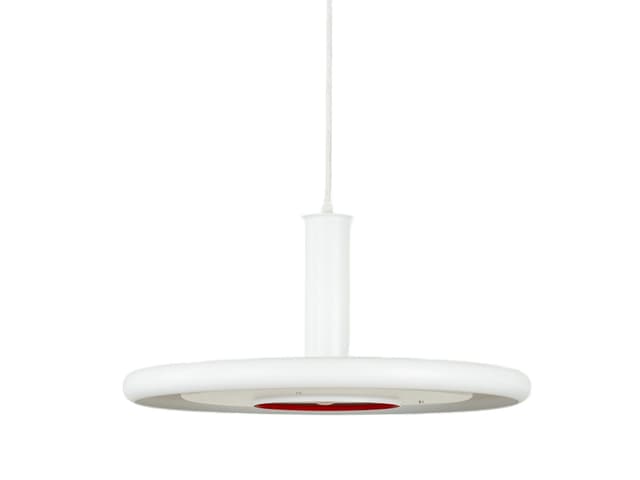 Pendant lamp Optima, white, metal, by H. Due, Fog & Mørup, Denmark, 1970s. - DIMENSION