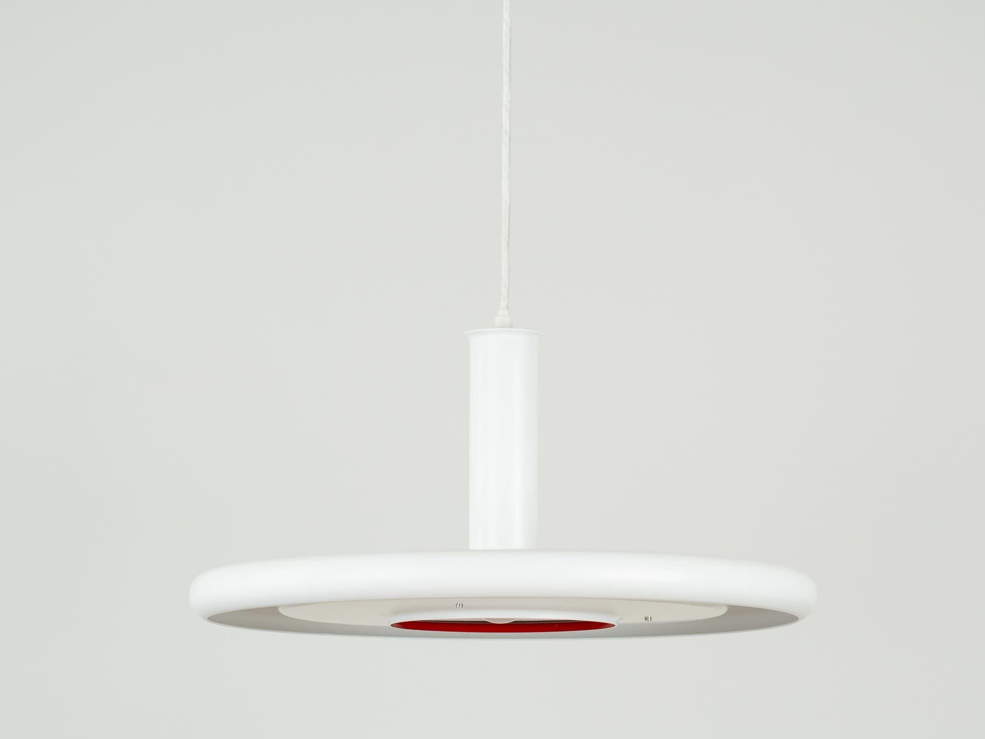 Pendant lamp Optima, white, metal, by H. Due, Fog & Mørup, Denmark, 1970s. - 363243