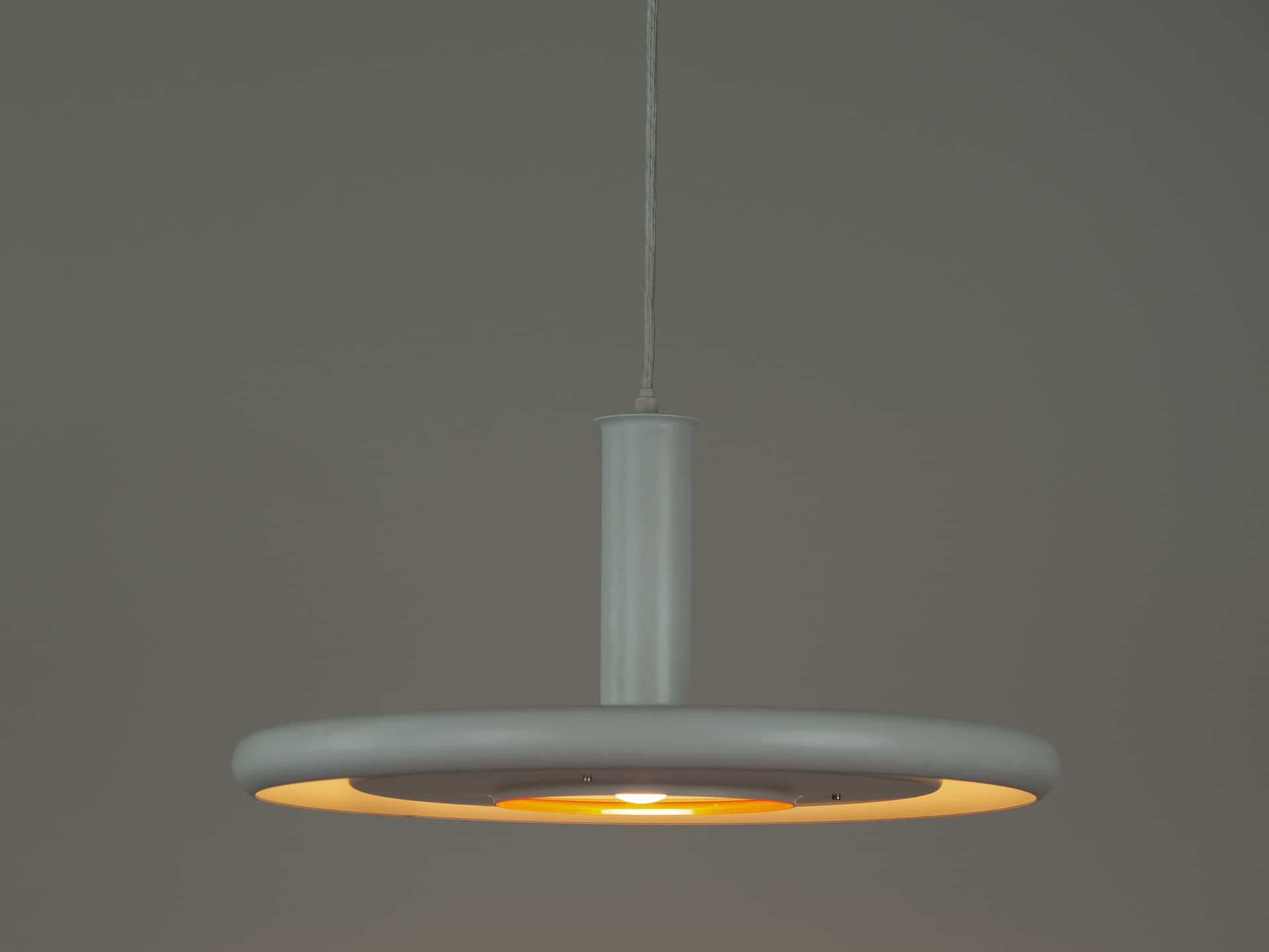 Pendant lamp Optima, white, metal, by H. Due, Fog & Mørup, Denmark, 1970s. - 363246