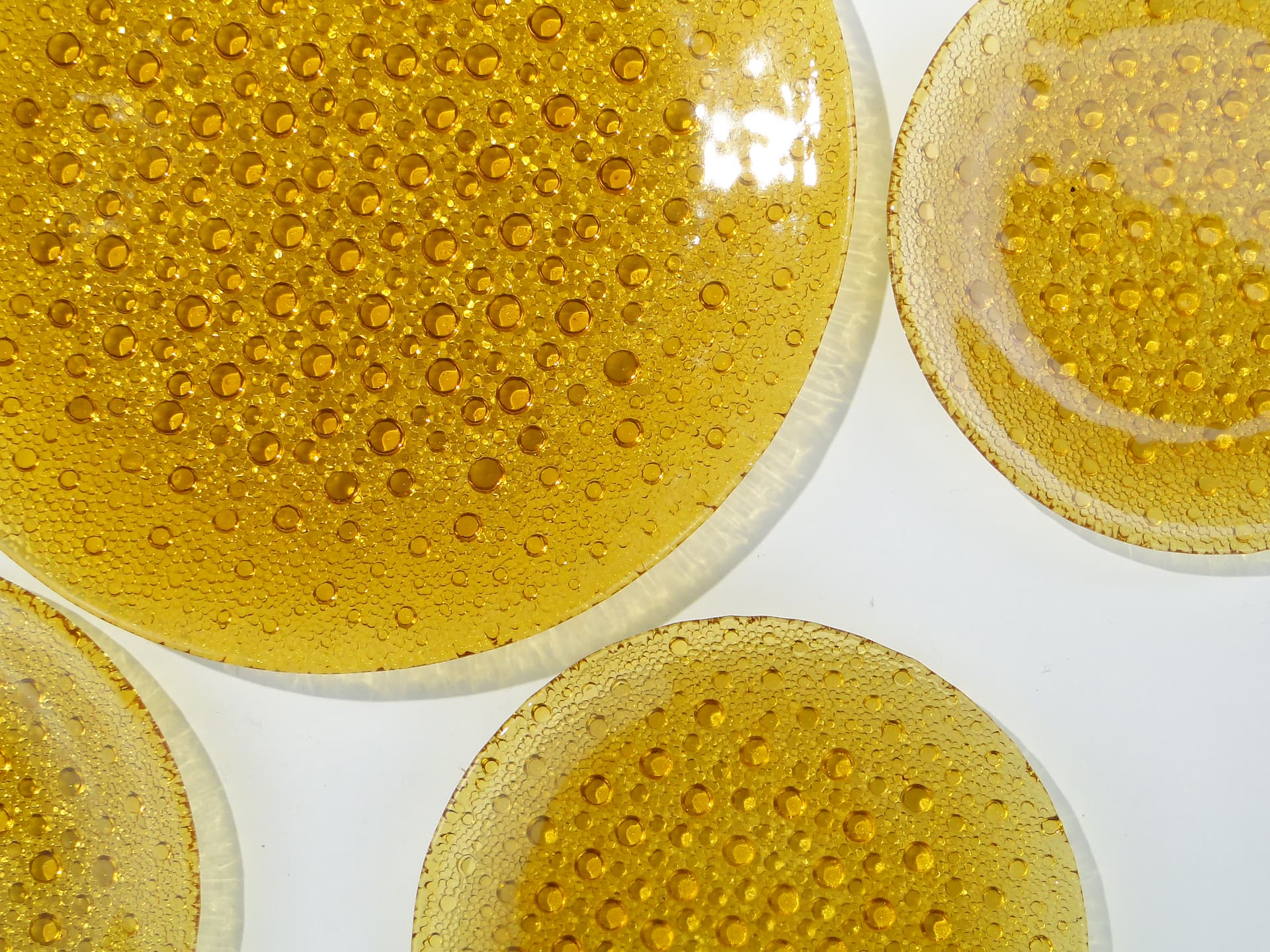 Cake Serving Set Krople Rosy, amber glass, by J.S. Drost, Ząbkowice, Poland, 1970s - 363238