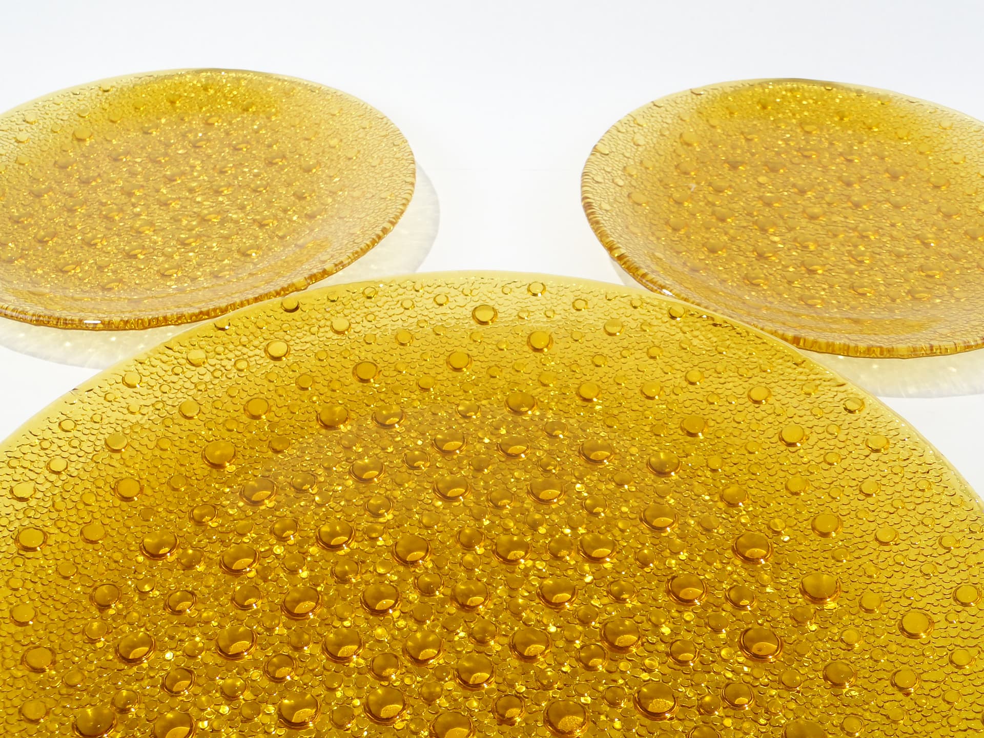 Cake Serving Set Krople Rosy, amber glass, by J.S. Drost, Ząbkowice, Poland, 1970s - 363236