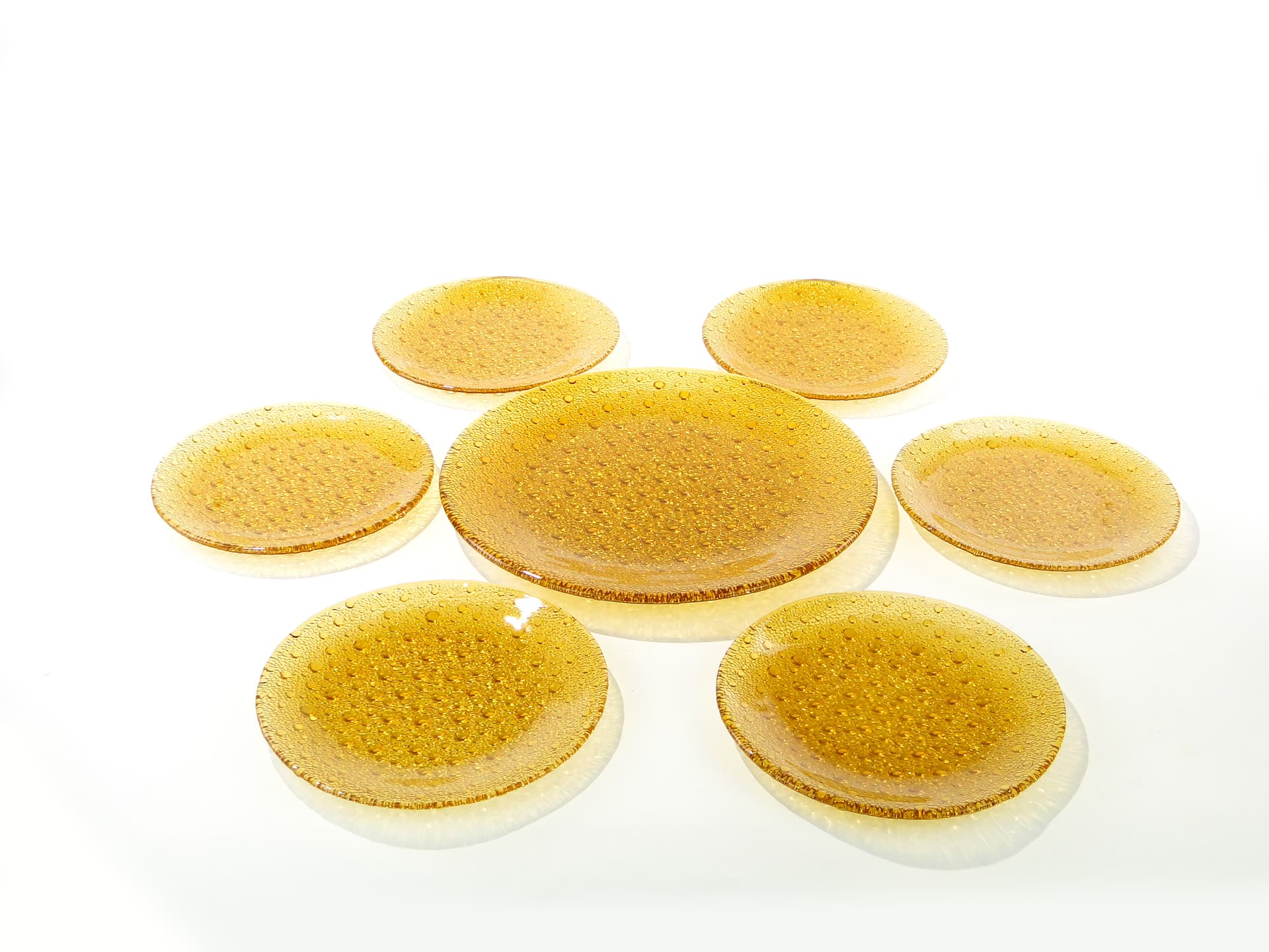 Cake Serving Set Krople Rosy, amber glass, by J.S. Drost, Ząbkowice, Poland, 1970s - 363239