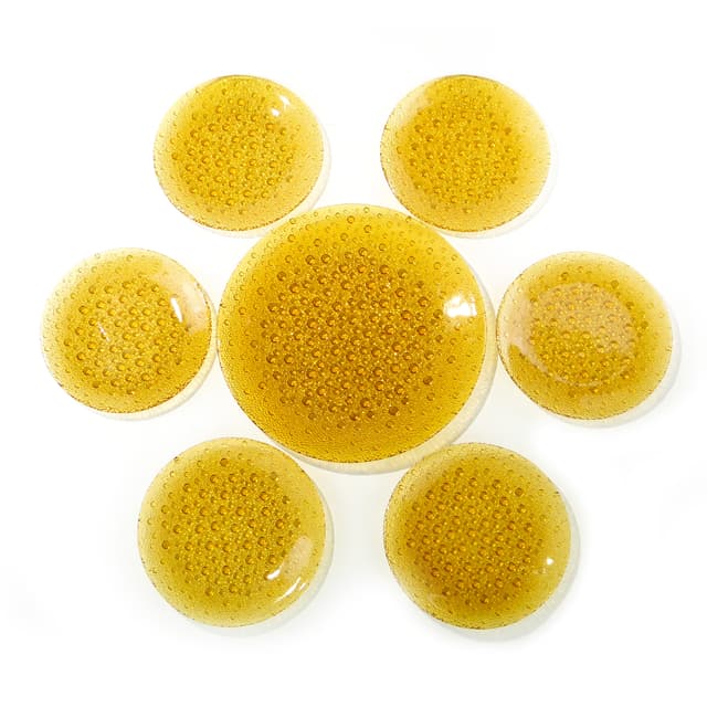 Cake Serving Set Krople Rosy, amber glass, by J.S. Drost, Ząbkowice, Poland, 1970s - DIMENSION