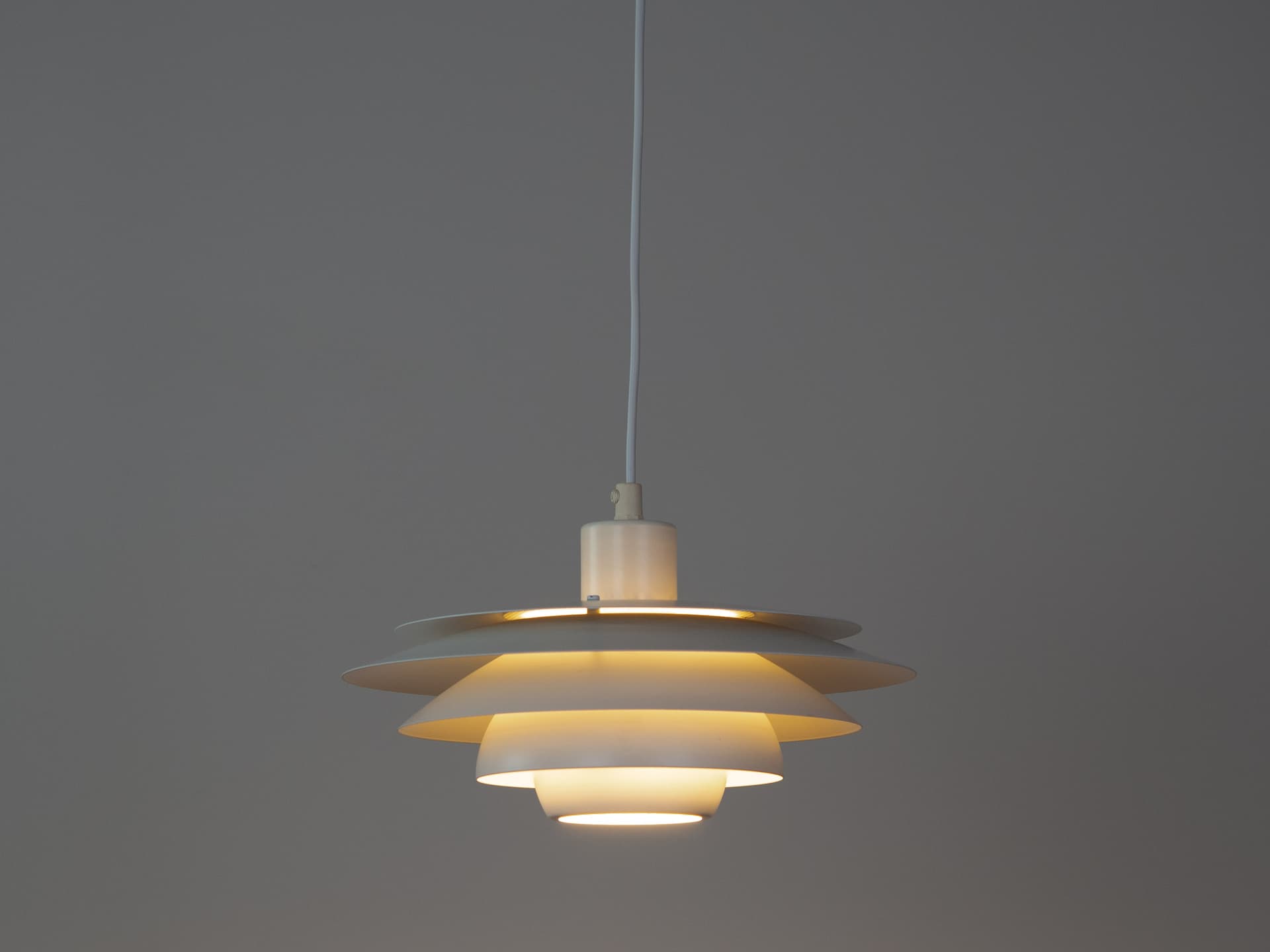 Pendant Lamp Verona, white aluminum, by K. Wiborg, Jeka, Denmark, 1980s. - 363316