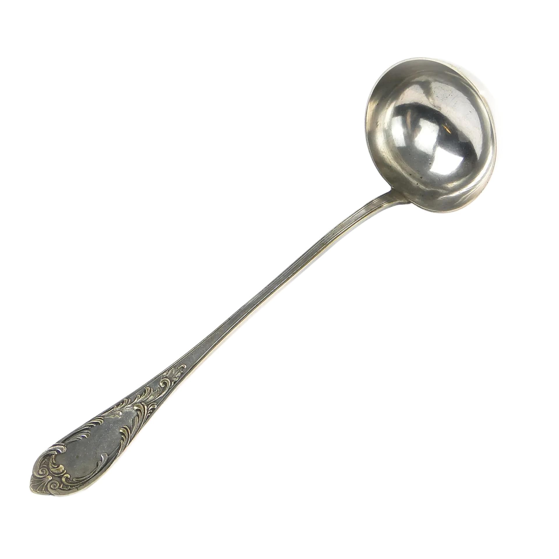 Silver-Plated Rocaille Soup Ladle, Warsaw, Poland, 1890s