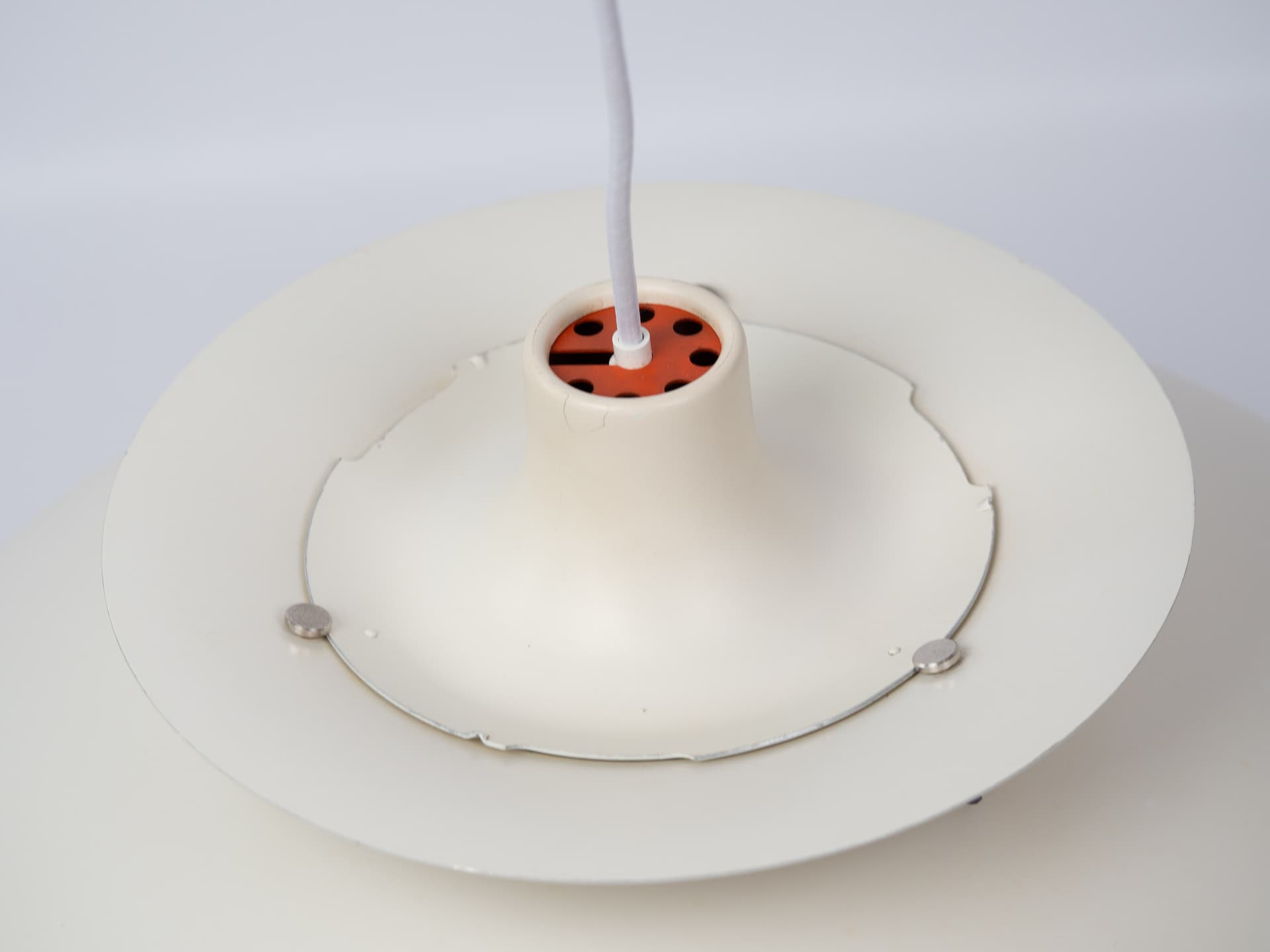 Pendant lamp PH 5, white, metal, by P. Henningsen, Louis Poulsen, Denmark, 1980s. - 363381