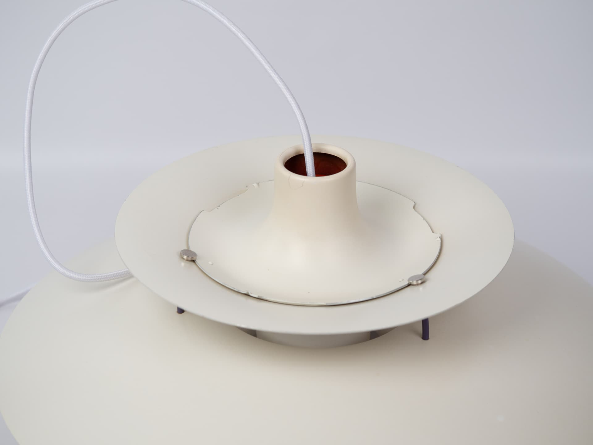 Pendant lamp PH 5, white, metal, by P. Henningsen, Louis Poulsen, Denmark, 1980s. - 363380