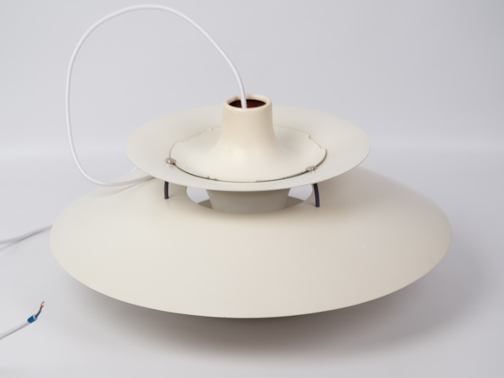 Pendant lamp PH 5, white, metal, by P. Henningsen, Louis Poulsen, Denmark, 1980s. - 363379
