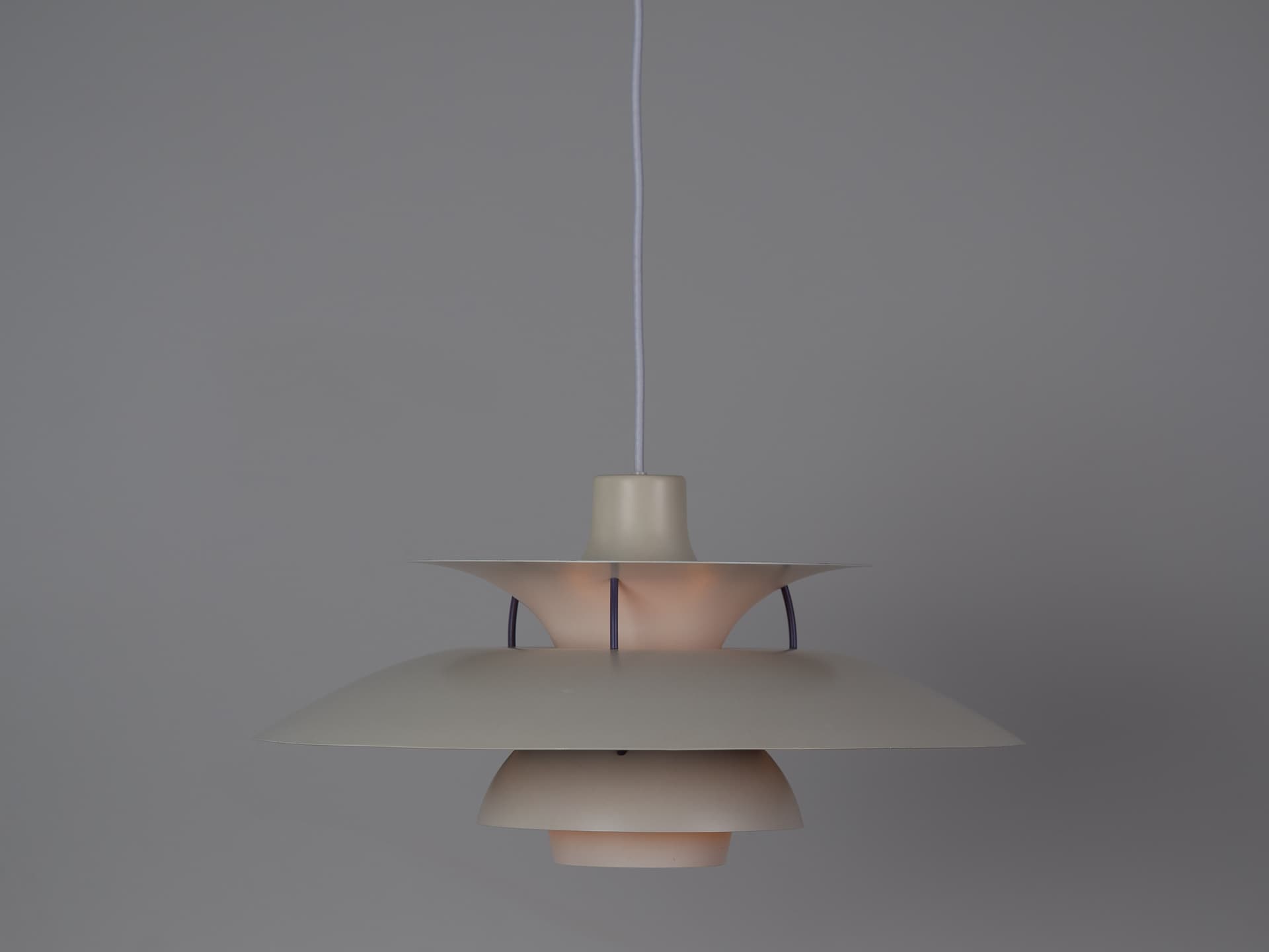 Pendant lamp PH 5, white, metal, by P. Henningsen, Louis Poulsen, Denmark, 1980s. - 363376