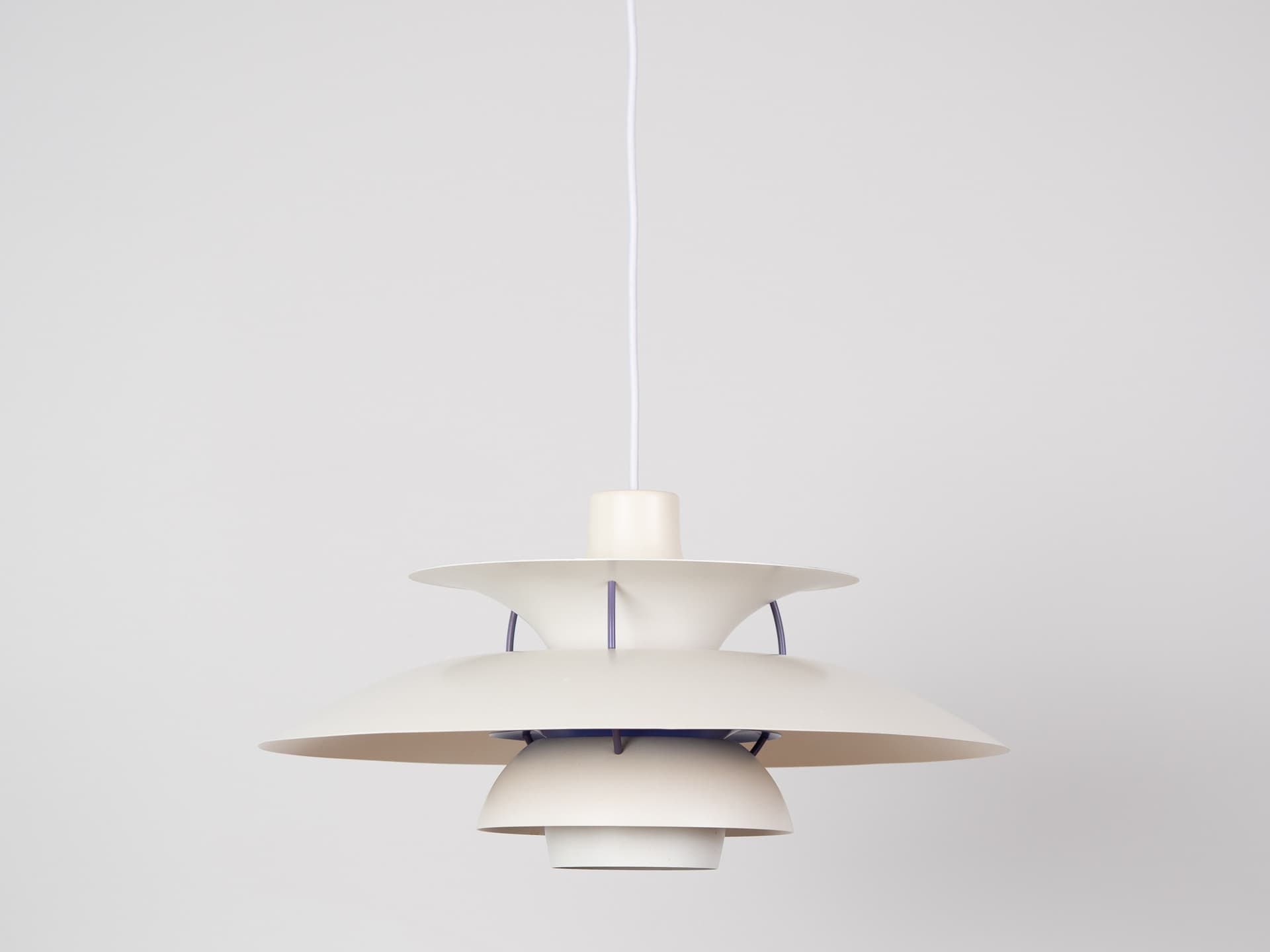 Pendant lamp PH 5, white, metal, by P. Henningsen, Louis Poulsen, Denmark, 1980s. - 363378