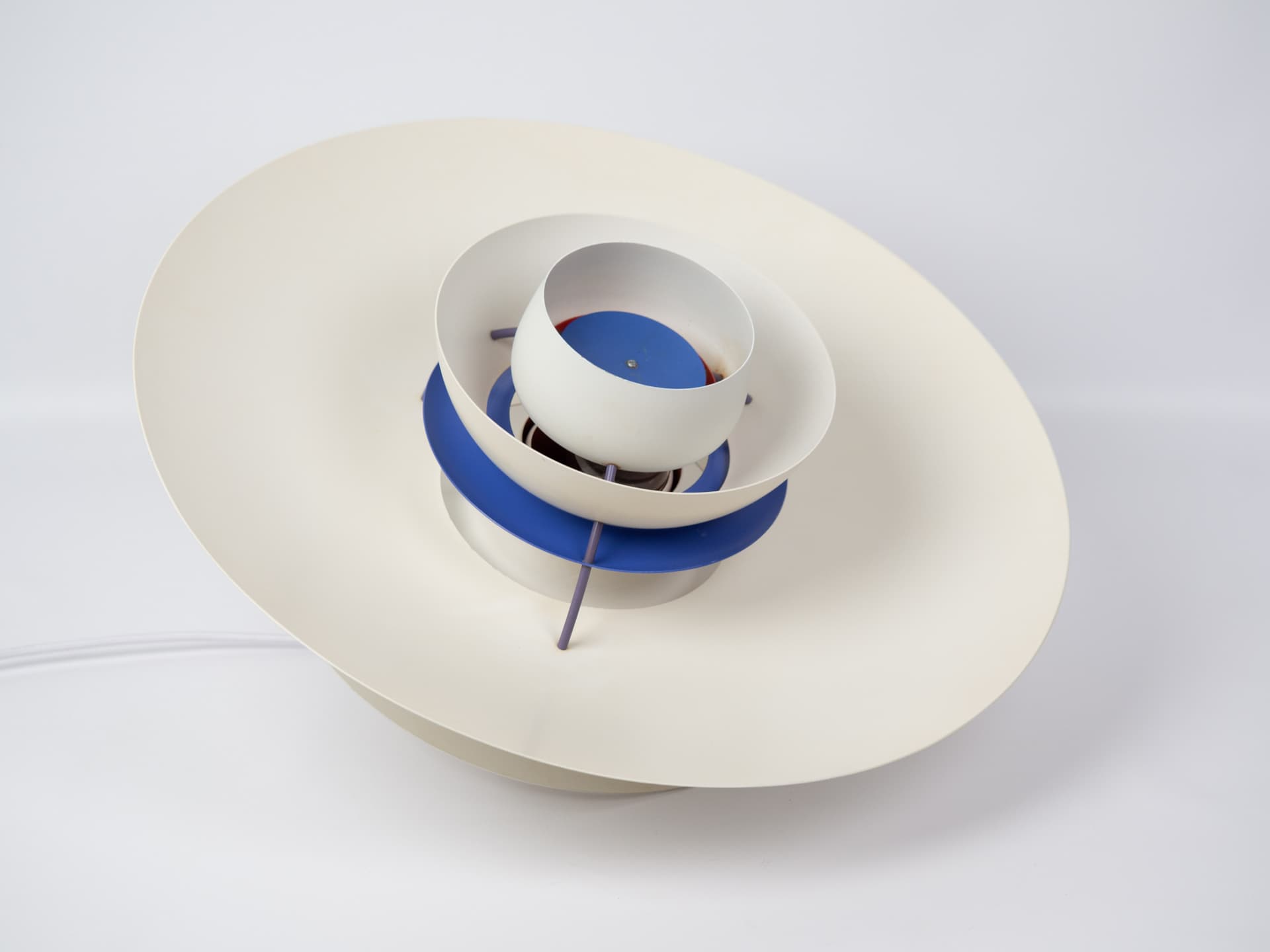 Pendant lamp PH 5, white, metal, by P. Henningsen, Louis Poulsen, Denmark, 1980s. - 363384