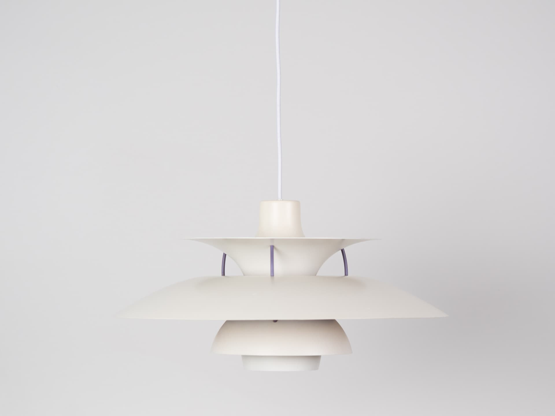 Pendant lamp PH 5, white, metal, by P. Henningsen, Louis Poulsen, Denmark, 1980s. - 363375