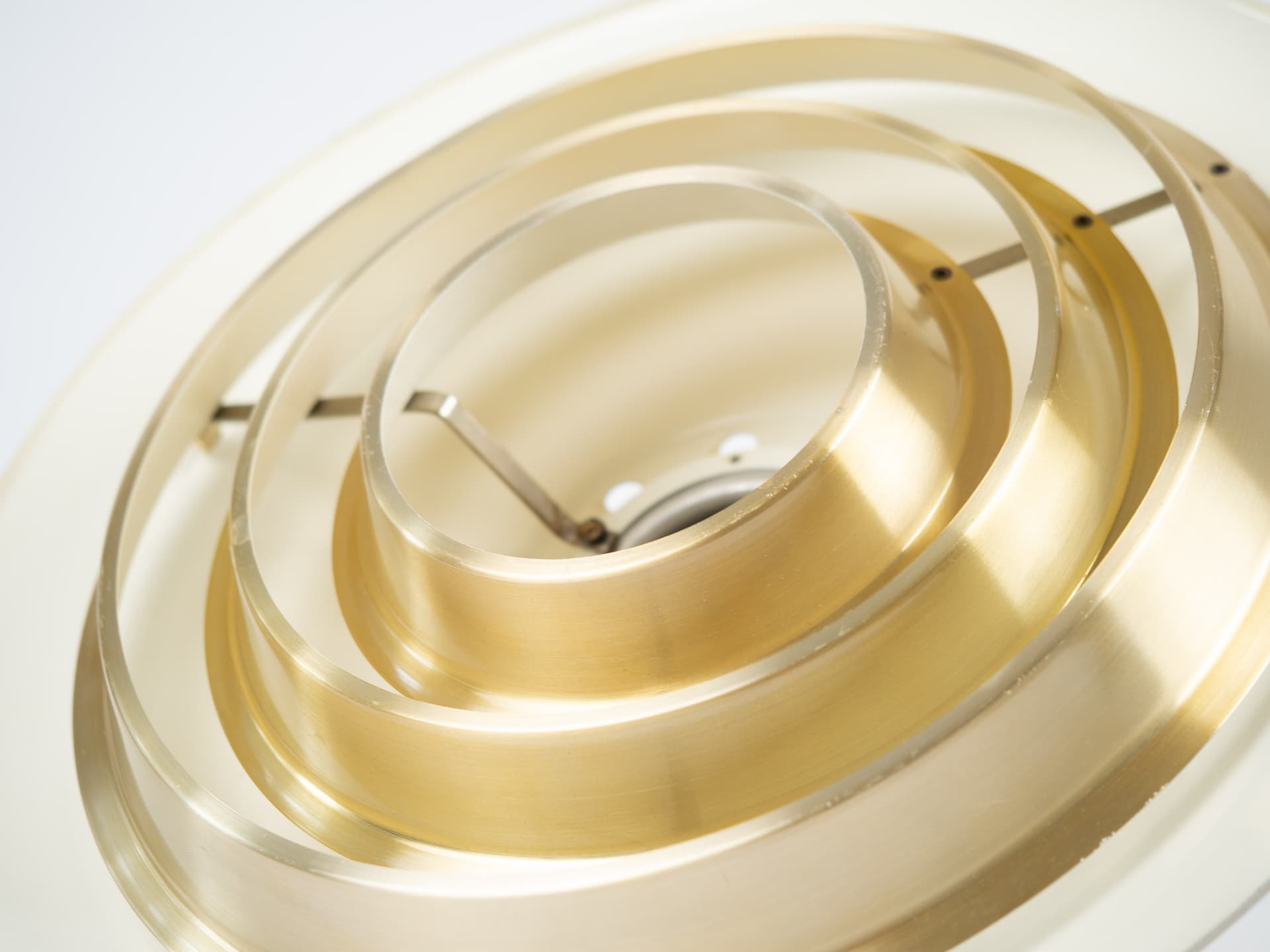 Pendant lamp, gold metal, by J. Hammerborg, Fog & Mørup, Denmark, 1980s. - 363407