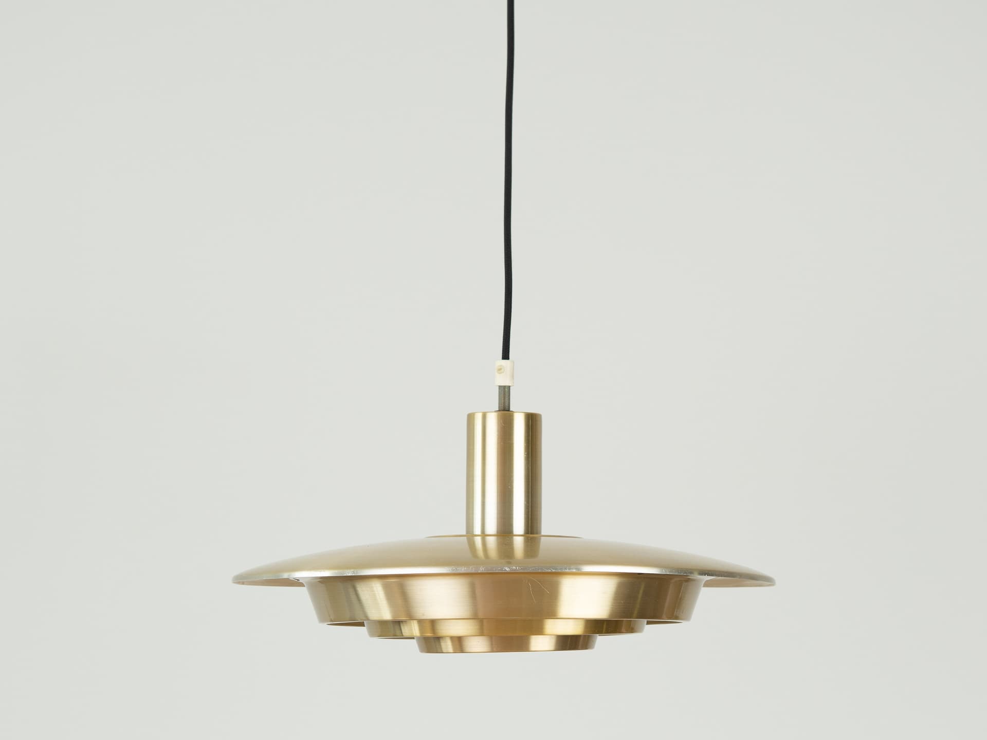 Pendant lamp, gold metal, by J. Hammerborg, Fog & Mørup, Denmark, 1980s. - 363399