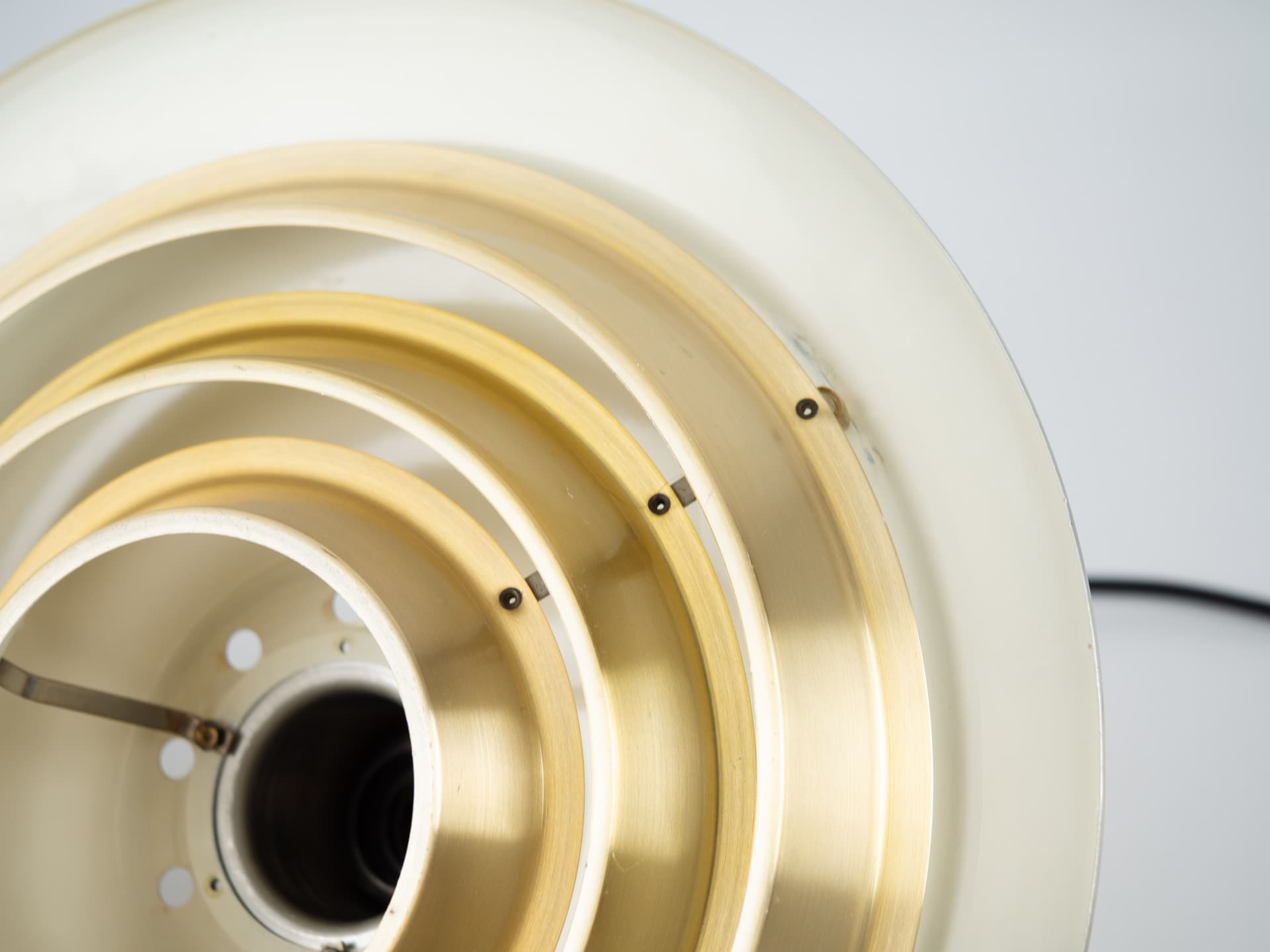 Pendant lamp, gold metal, by J. Hammerborg, Fog & Mørup, Denmark, 1980s. - 363408