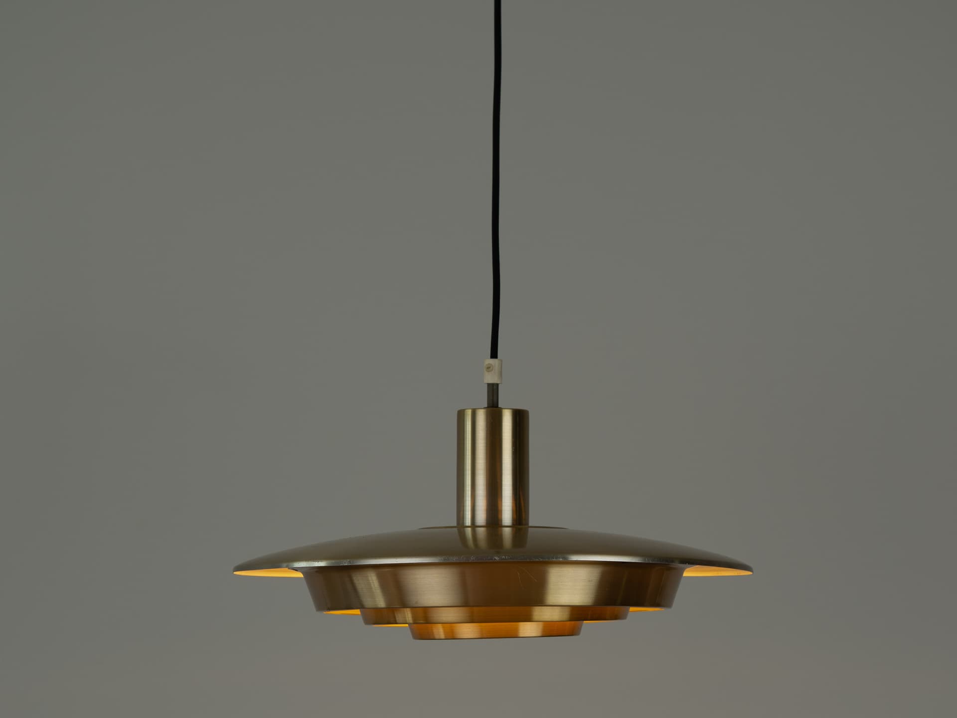 Pendant lamp, gold metal, by J. Hammerborg, Fog & Mørup, Denmark, 1980s. - 363400