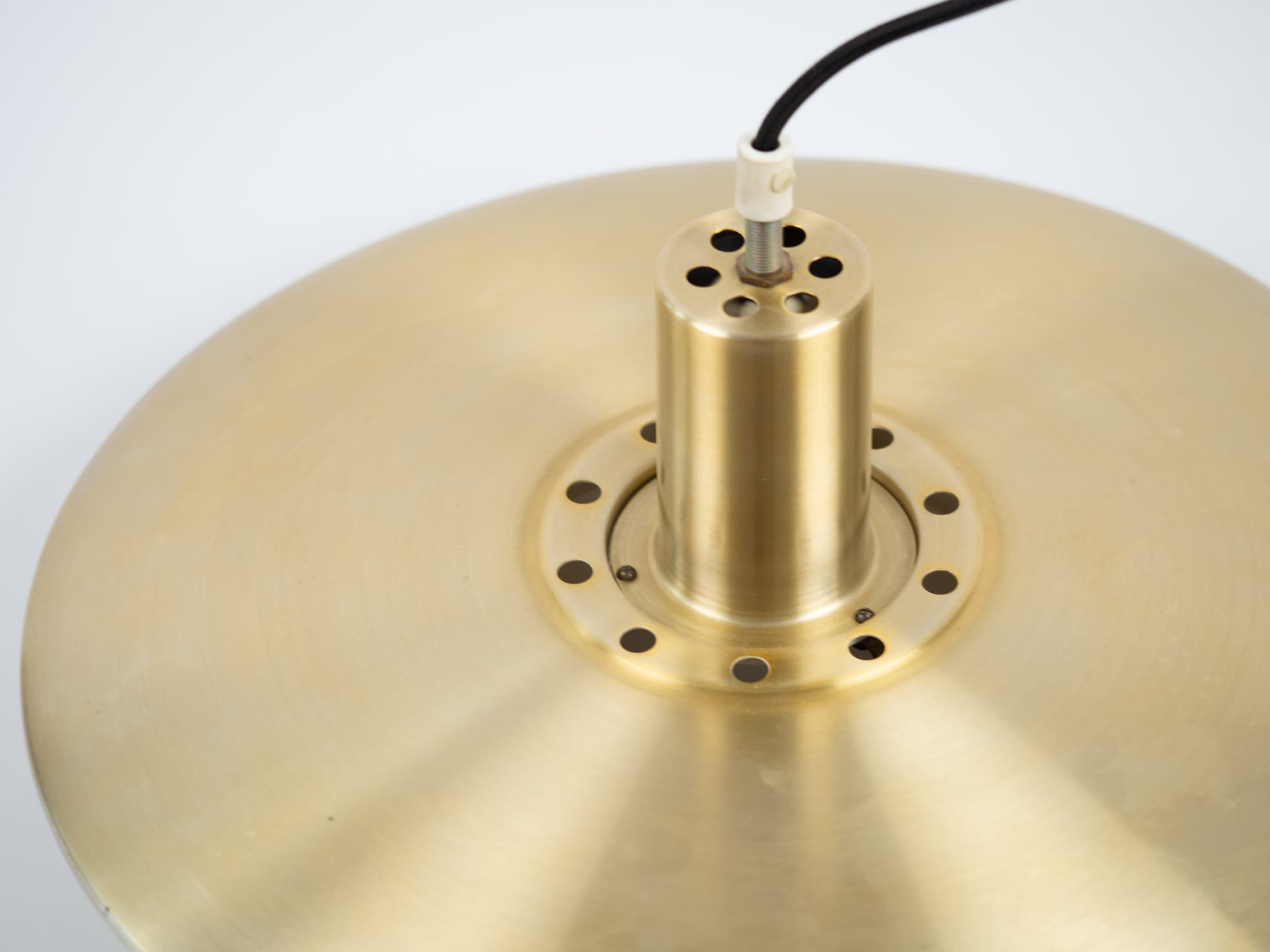 Pendant lamp, gold metal, by J. Hammerborg, Fog & Mørup, Denmark, 1980s. - 363403