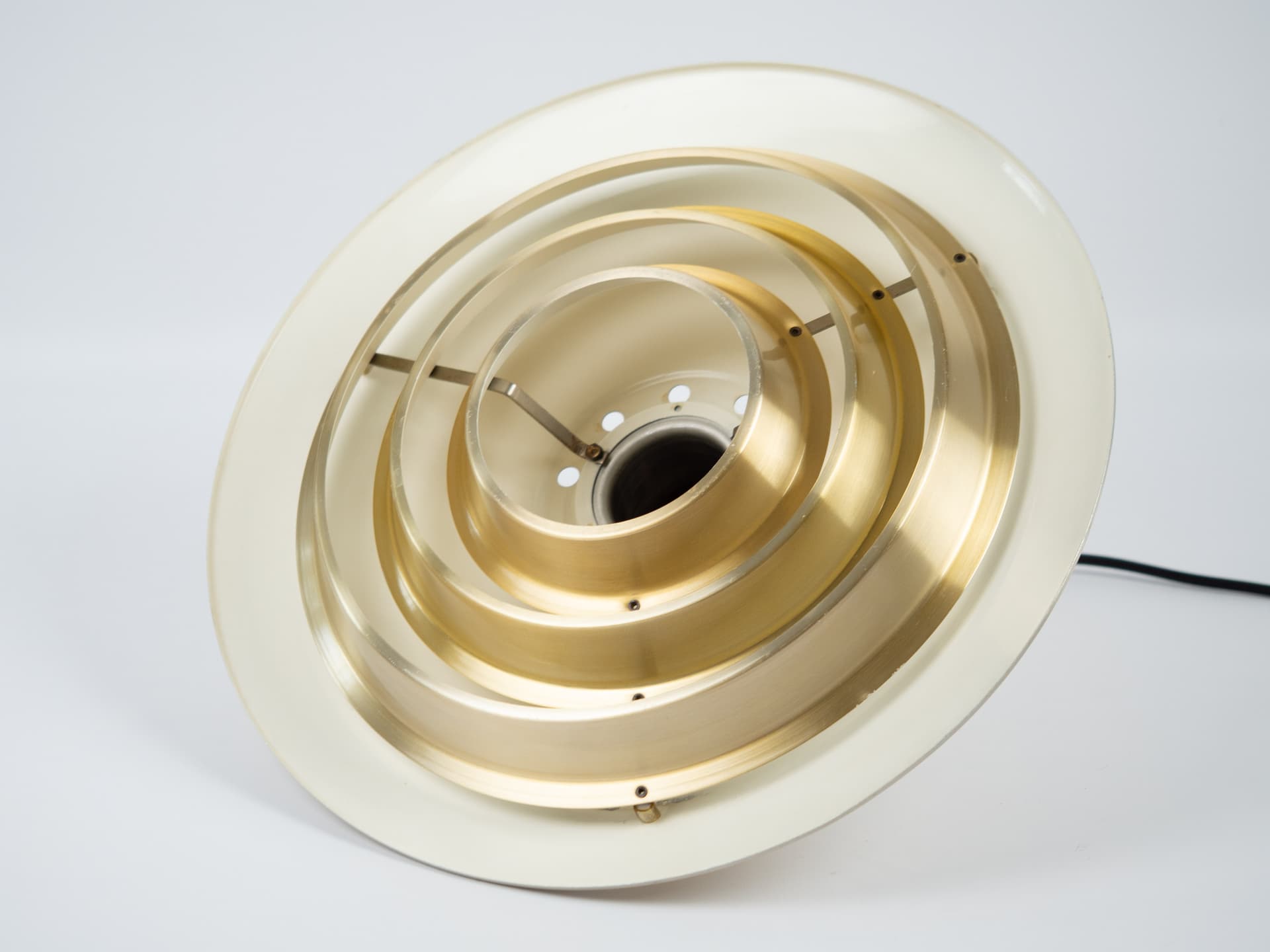 Pendant lamp, gold metal, by J. Hammerborg, Fog & Mørup, Denmark, 1980s. - 363406