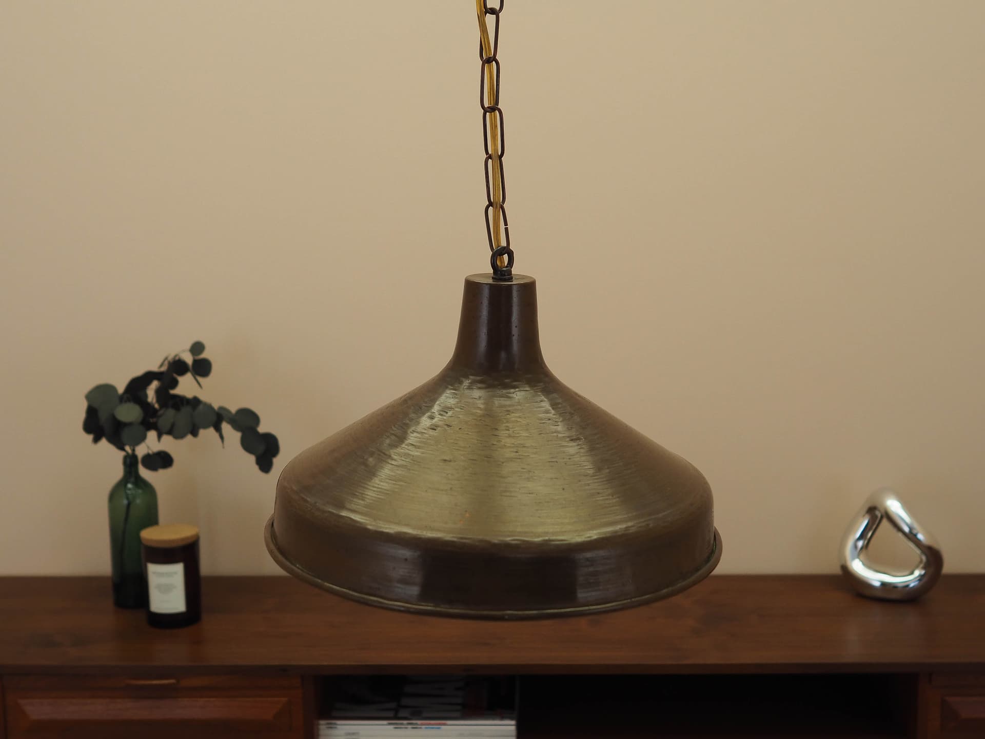 Pendant lamp, golden brass, Denmark, 1960s. - 363411