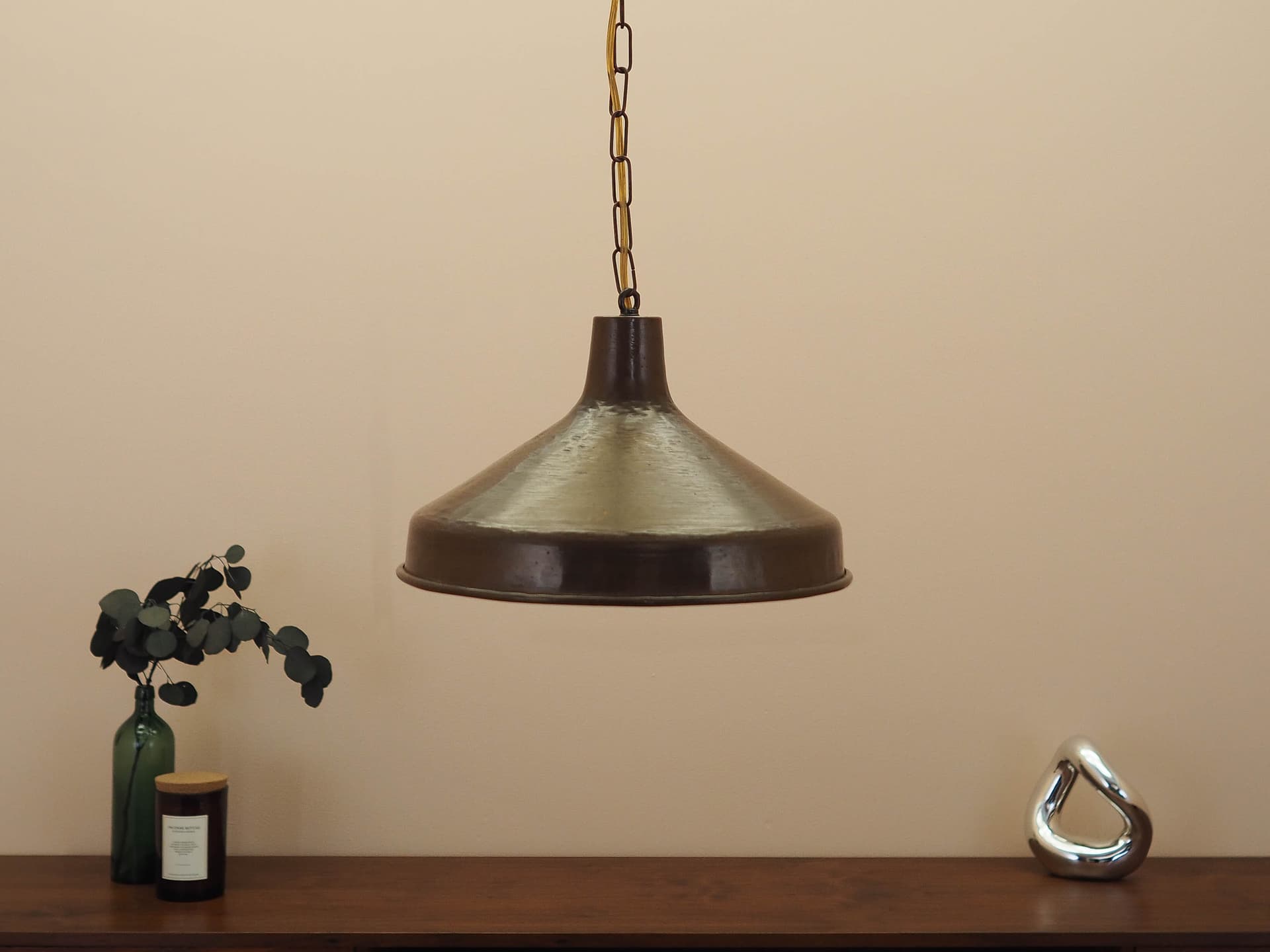 Pendant lamp, golden brass, Denmark, 1960s. - 363410