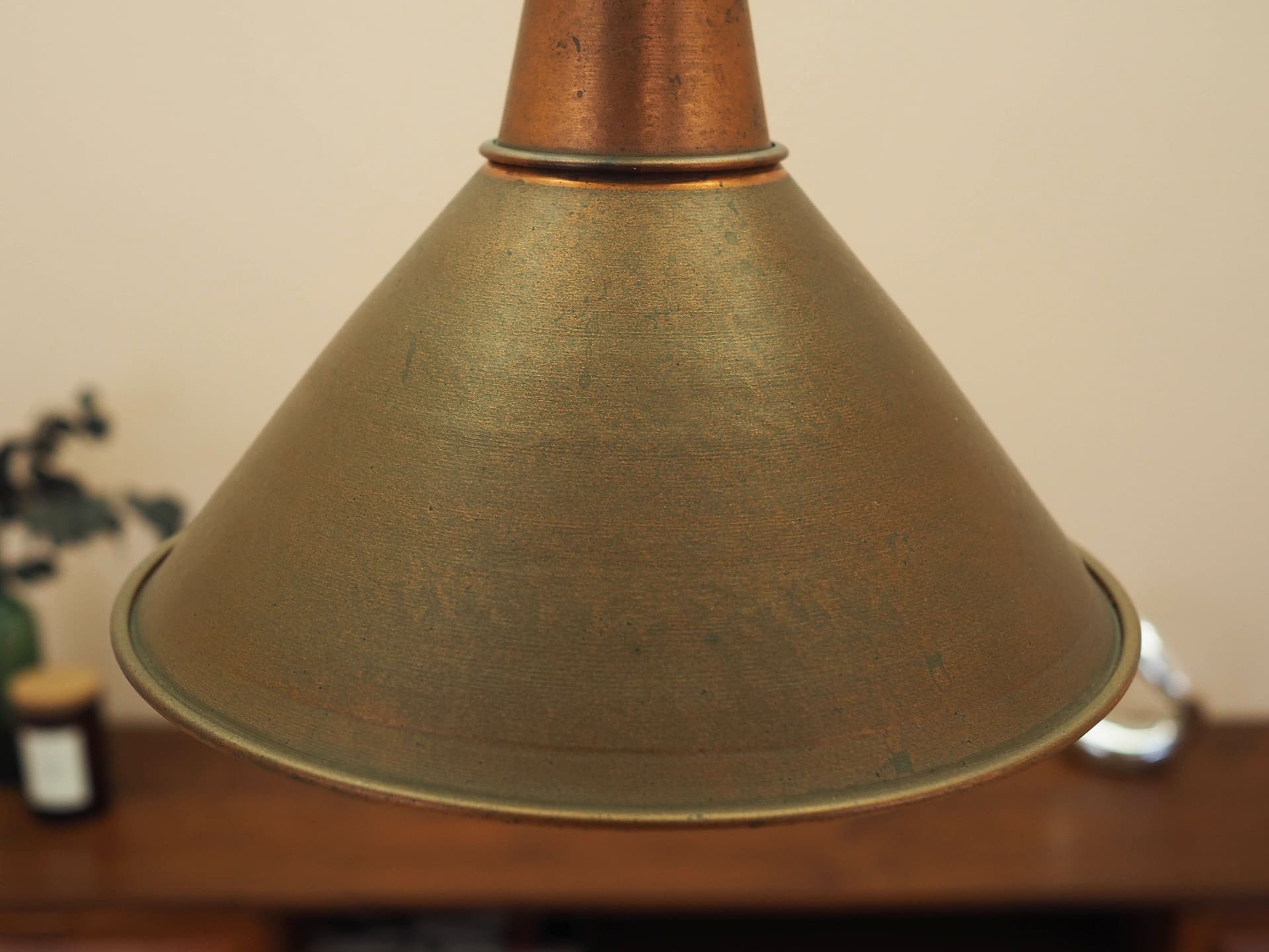 Pendant lamp, golden brown, brass, Denmark, 1960s. - 363438