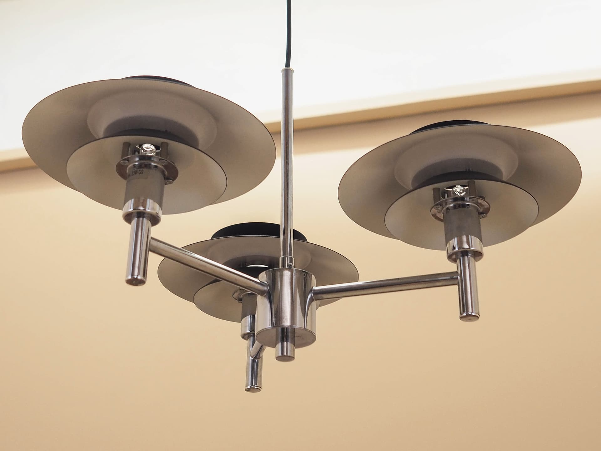 Pendant lamp Genoa, silver stainless steel, black metal, Harald Nyborg A/S, Denmark - 363454